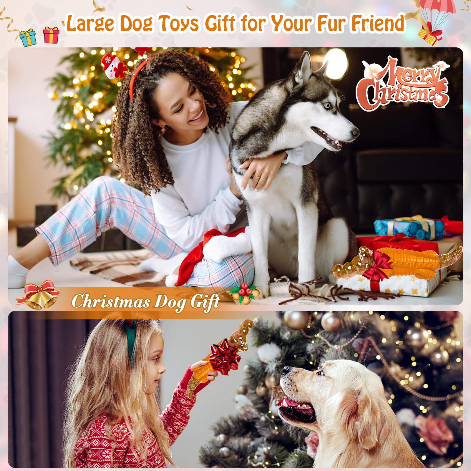Jeefome Dog Toy for Aggressive Chewers – Durable Nylon Toy for Small, Medium & Large Dogs, Orange, Model csey-01