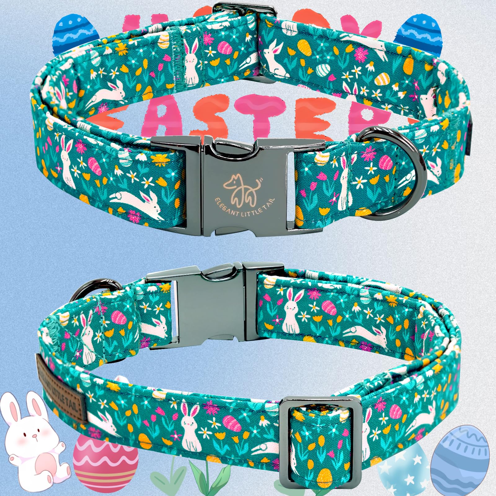 Elegant Little Tail Easter Dog Collar, Bunny Print Dog Collasr With Bow Girl Boy Pet Collar Bowtie Spring Holiday Pet Collars Ad