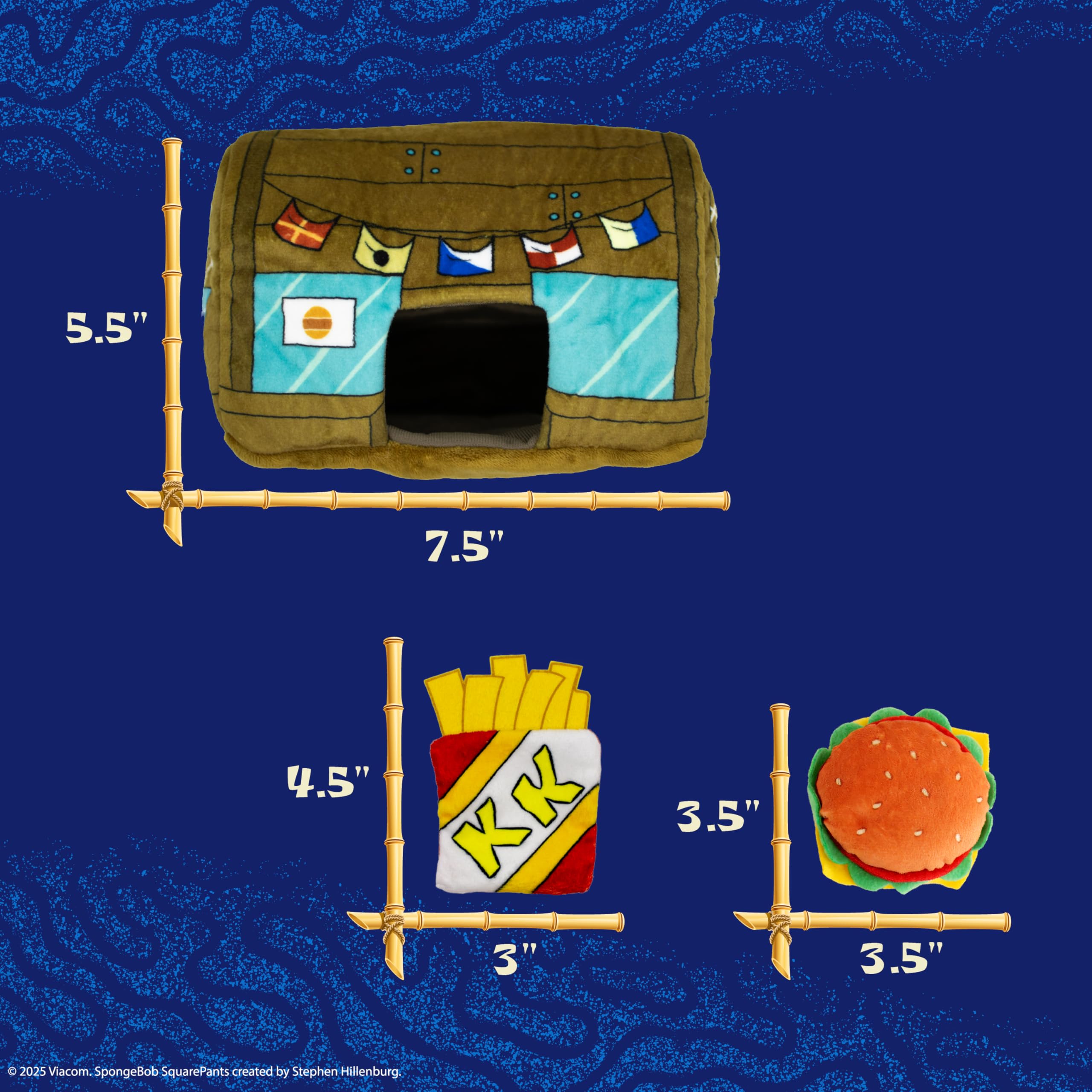 Design Lab, Inc. Spongebob Squarepants Official Merchandise | Spongebob Stuffed Animal Dog Toys | Krusty Crab, Burger & Fries -