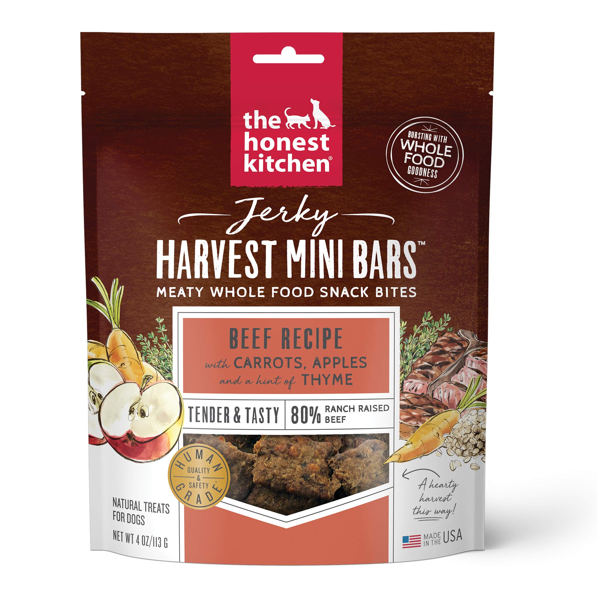 Honest Kitchen Dog Beef Jerky Harvest Bars Mini 4oz.