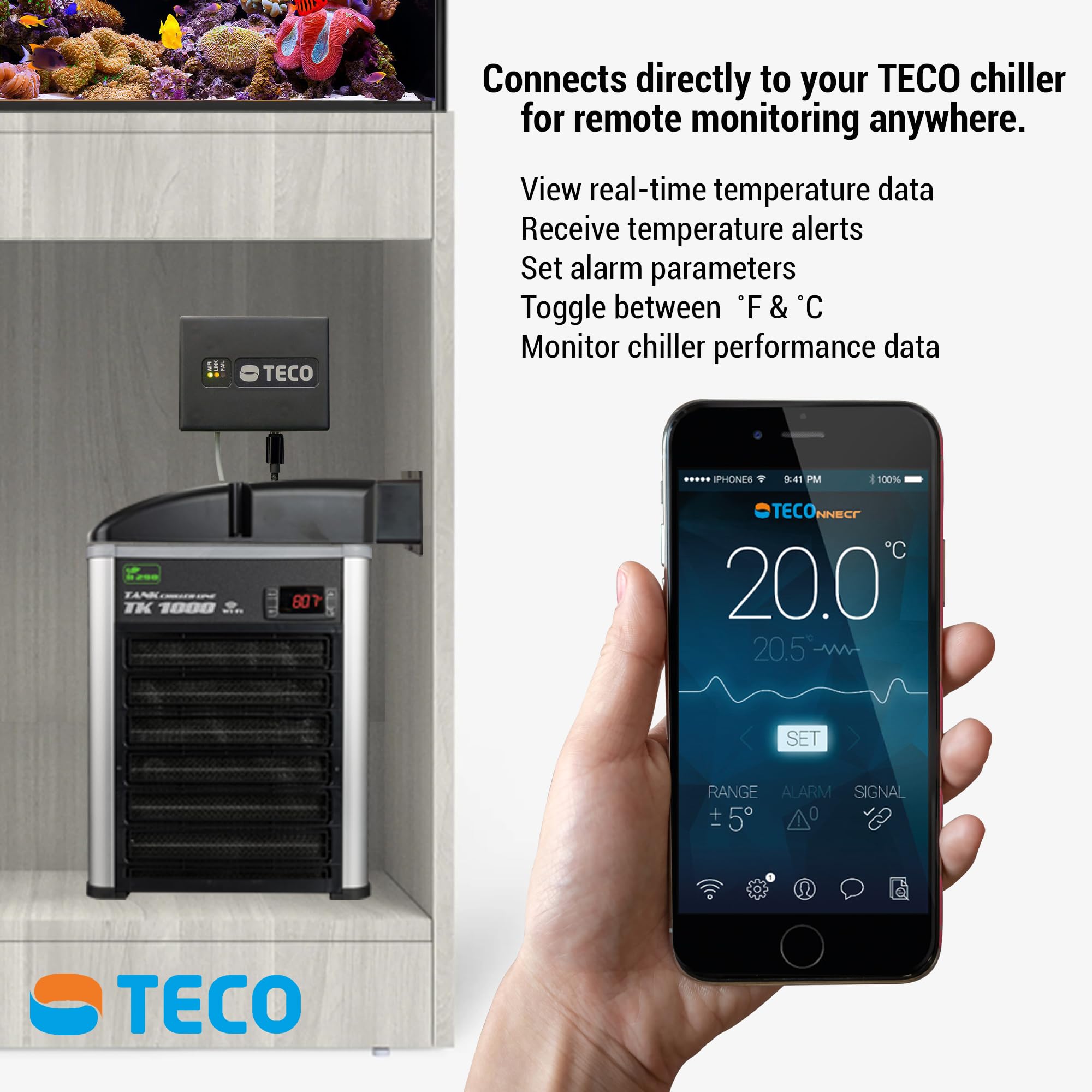TECO TECOnnect WiFi Module for Water Chillers - Remote Monitoring & Alerts, Black, Model TECONNECT