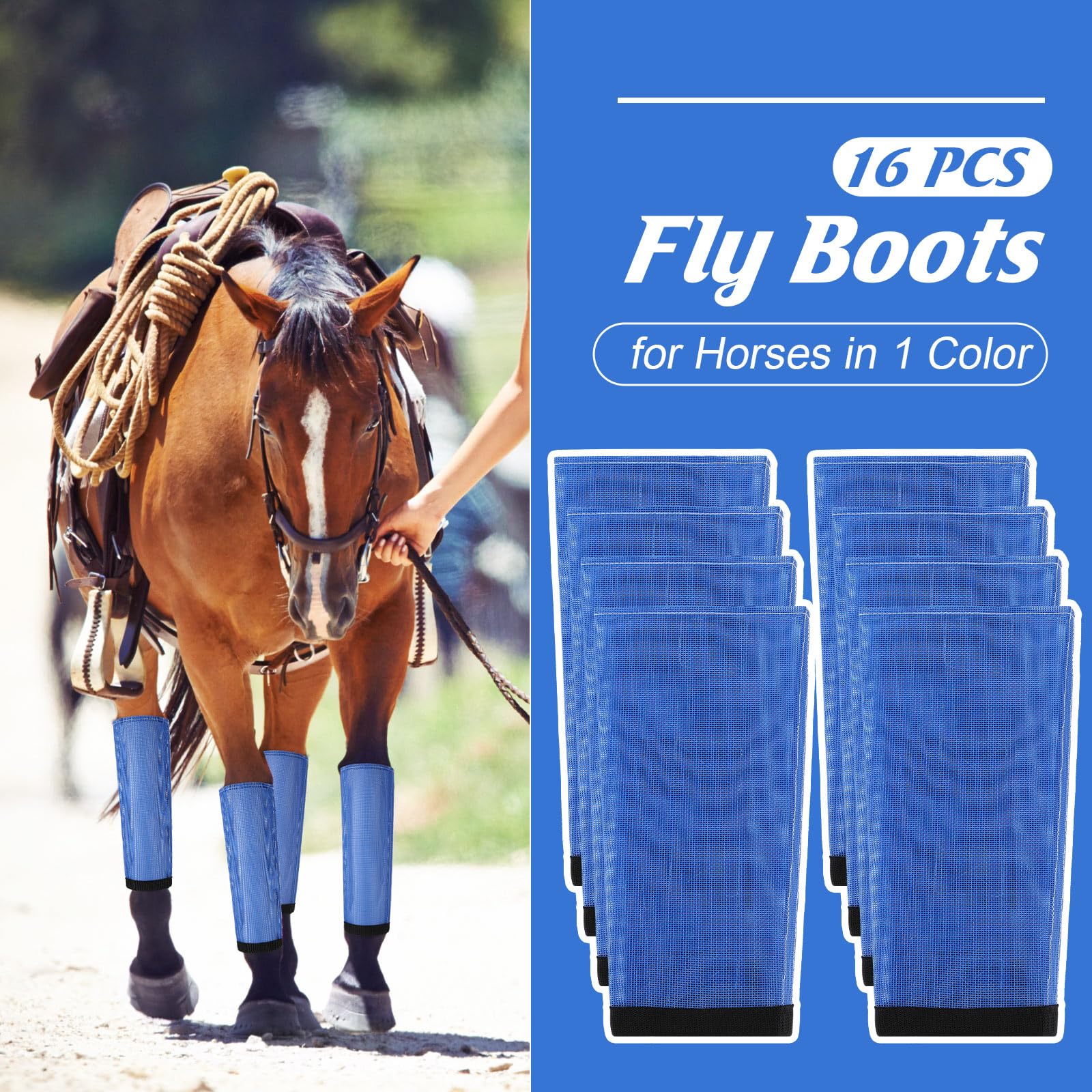 Bulyoou Set of 16 Mesh Fly Boots for Horse Breathable Mesh Horse Boots Protective Horse Leg Wraps Horse Leggings for Preventing