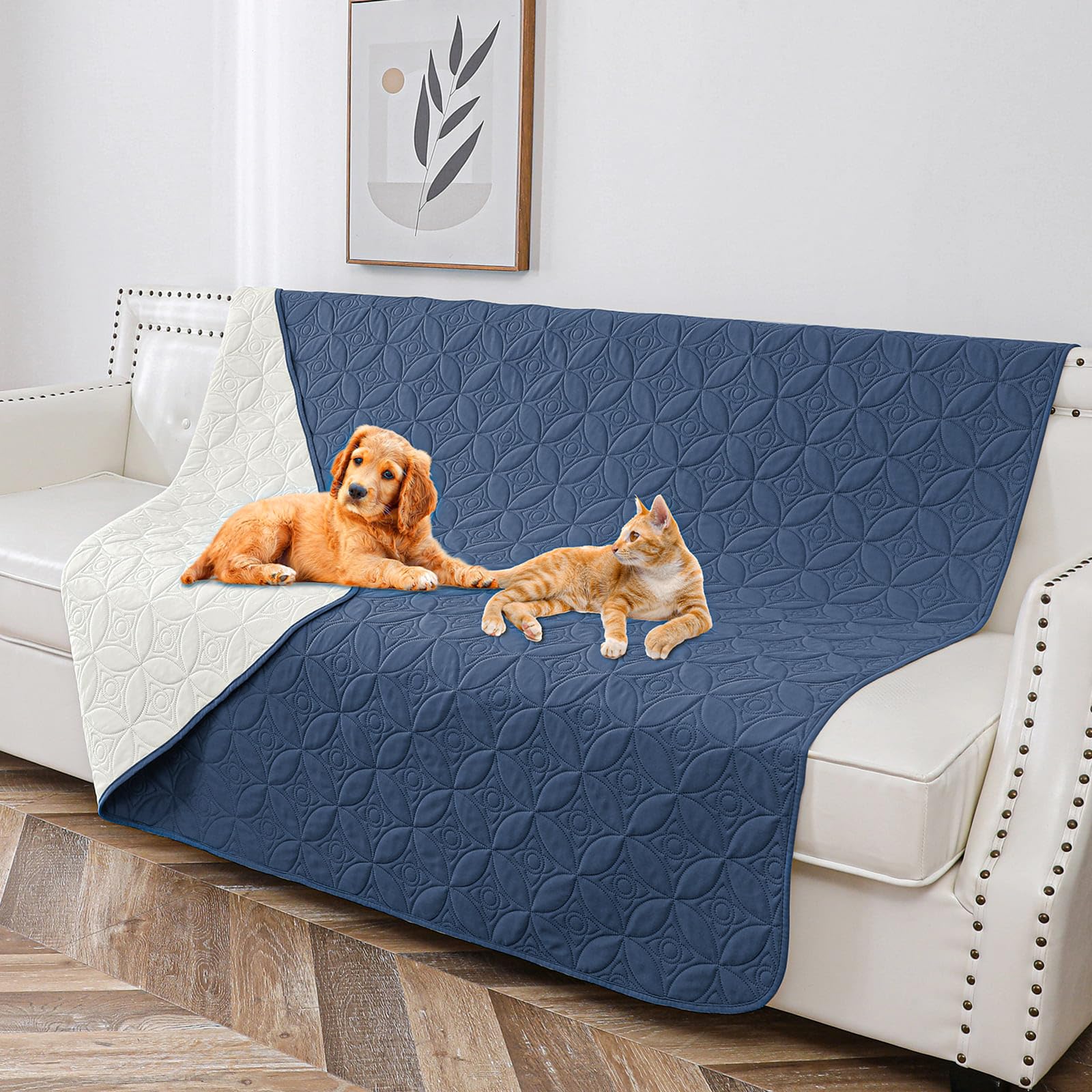 Tuffeel Waterproof Dog Blanket, 68x82 inches Pet Couch Covers for Sofa, Bed Furniture Protector from Dogs Washable and Reversibl