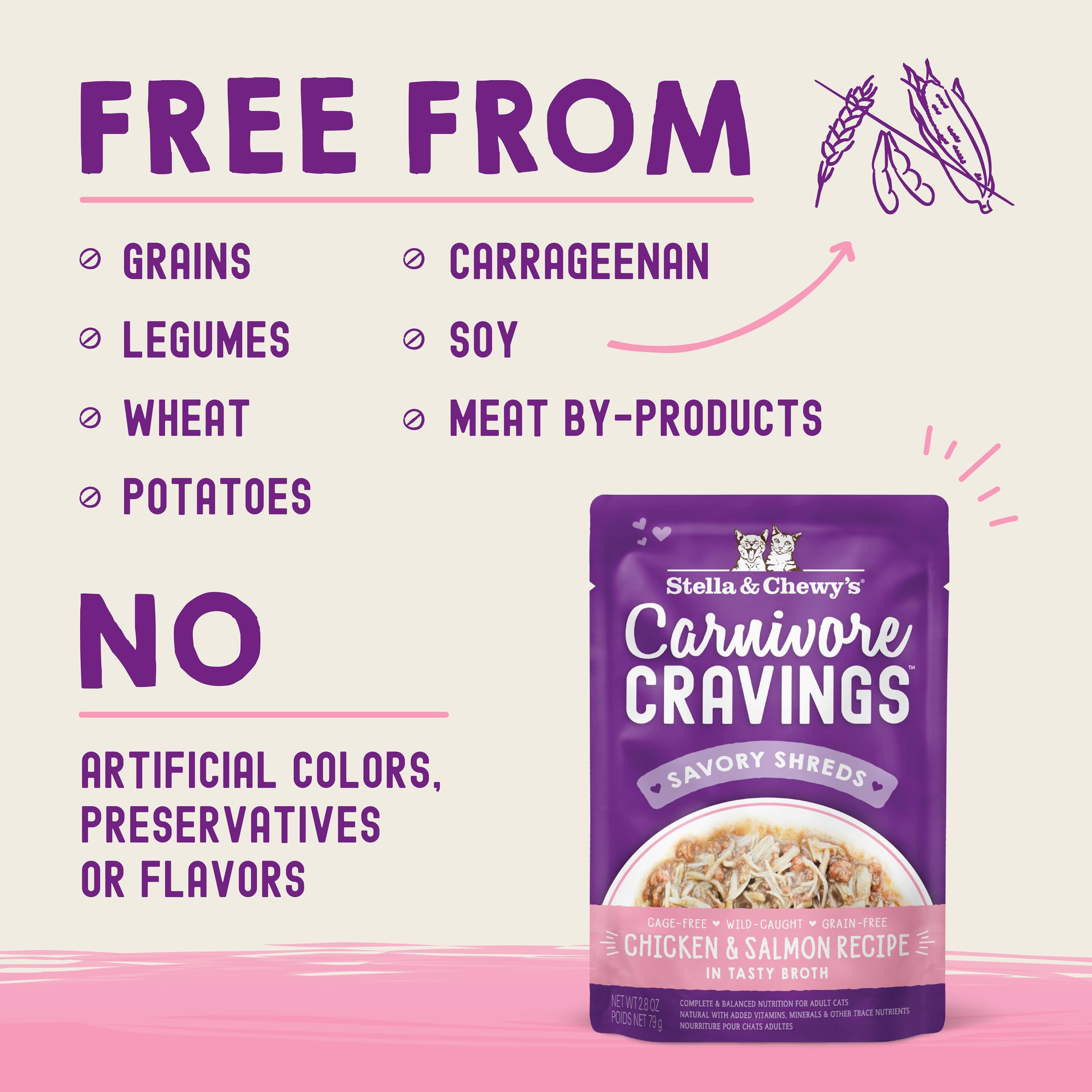 Stella & Chewys Carnivore Cravings Wet Cat Food - Premium Pouches - Grain Free, High Protein Chicken & Salmon - Perfect For Pic