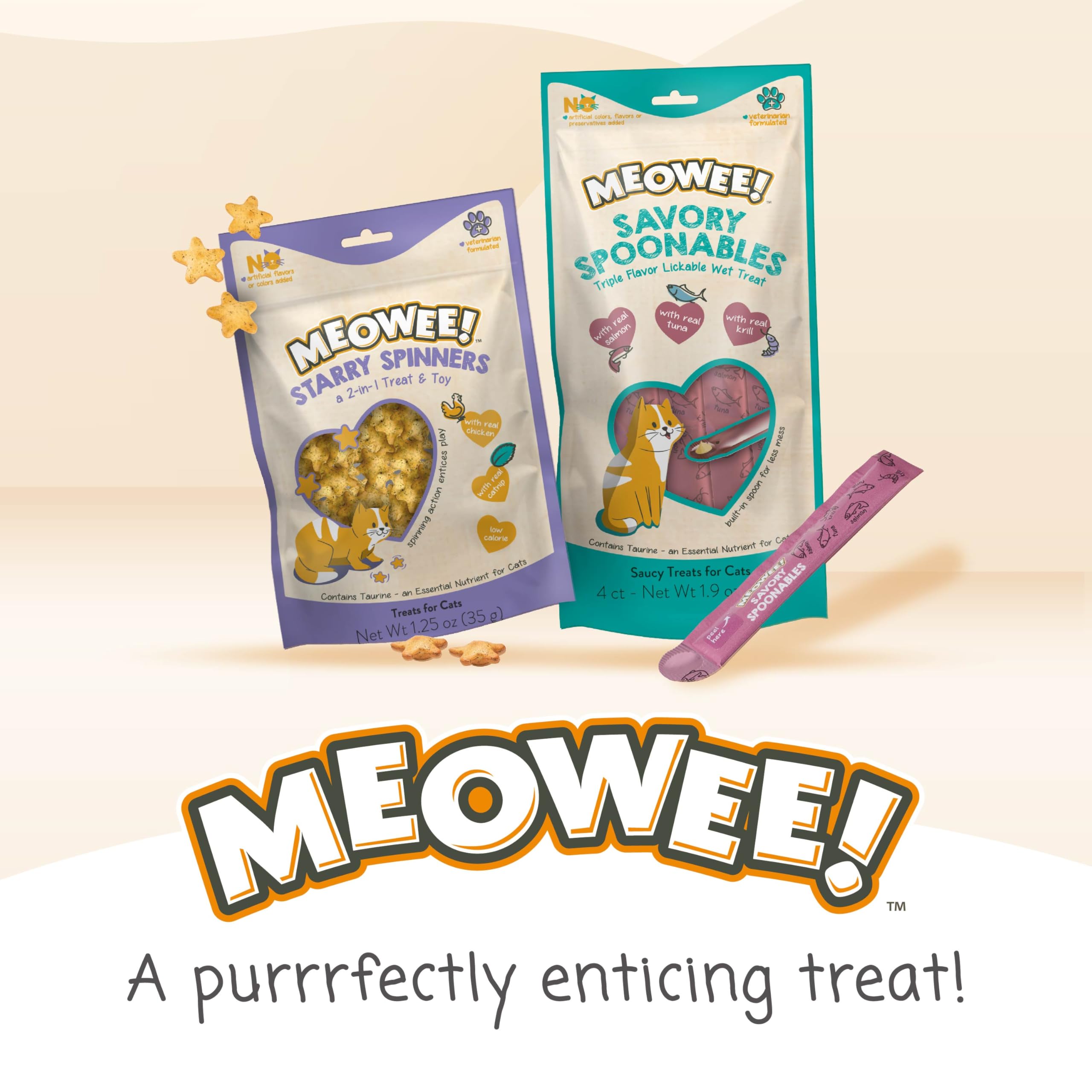 MEOWEE! Savory Spoonables with Real Duck, Beef & Rabbit, 4 Count Tube, Triple Flavor Squeezable Lickable Wet Treats for Cats wit