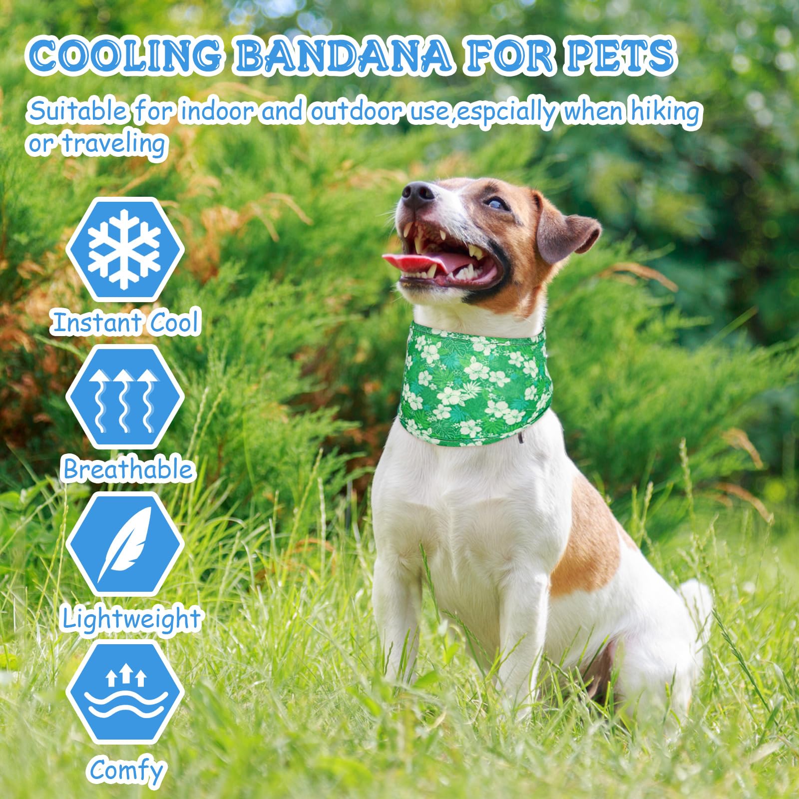 Dansydaisy 5 Pcs Dog Cooling Bandanas Instant Cooling Neck Wraps Breathable Ice Scarf Pet Basic Collar For Small To Large Dog Hu