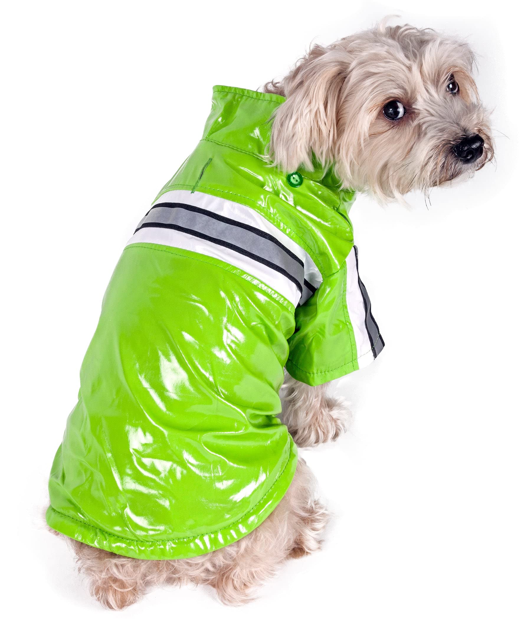 Pet Life  Reflecta-Glow PVC Dog Raincoat - Reflective and Waterproof Dog Coat with Reversible Polar Fleece - Adjustable Pet Rain