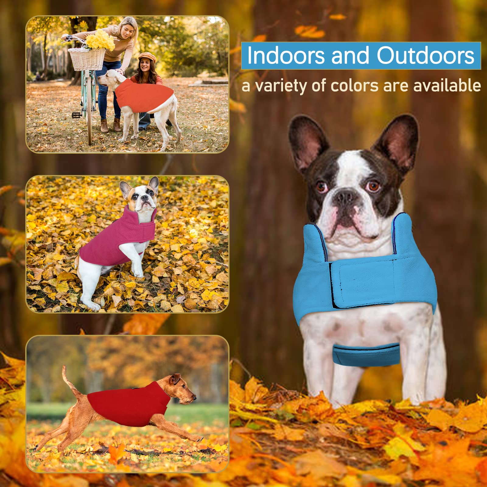 Dentrun Windproof Winter Warm Fleece Medium Dog Coat Reversible Puppy Jacket Reflective Soft Pet Vest, Cold Weather Dog Sweater
