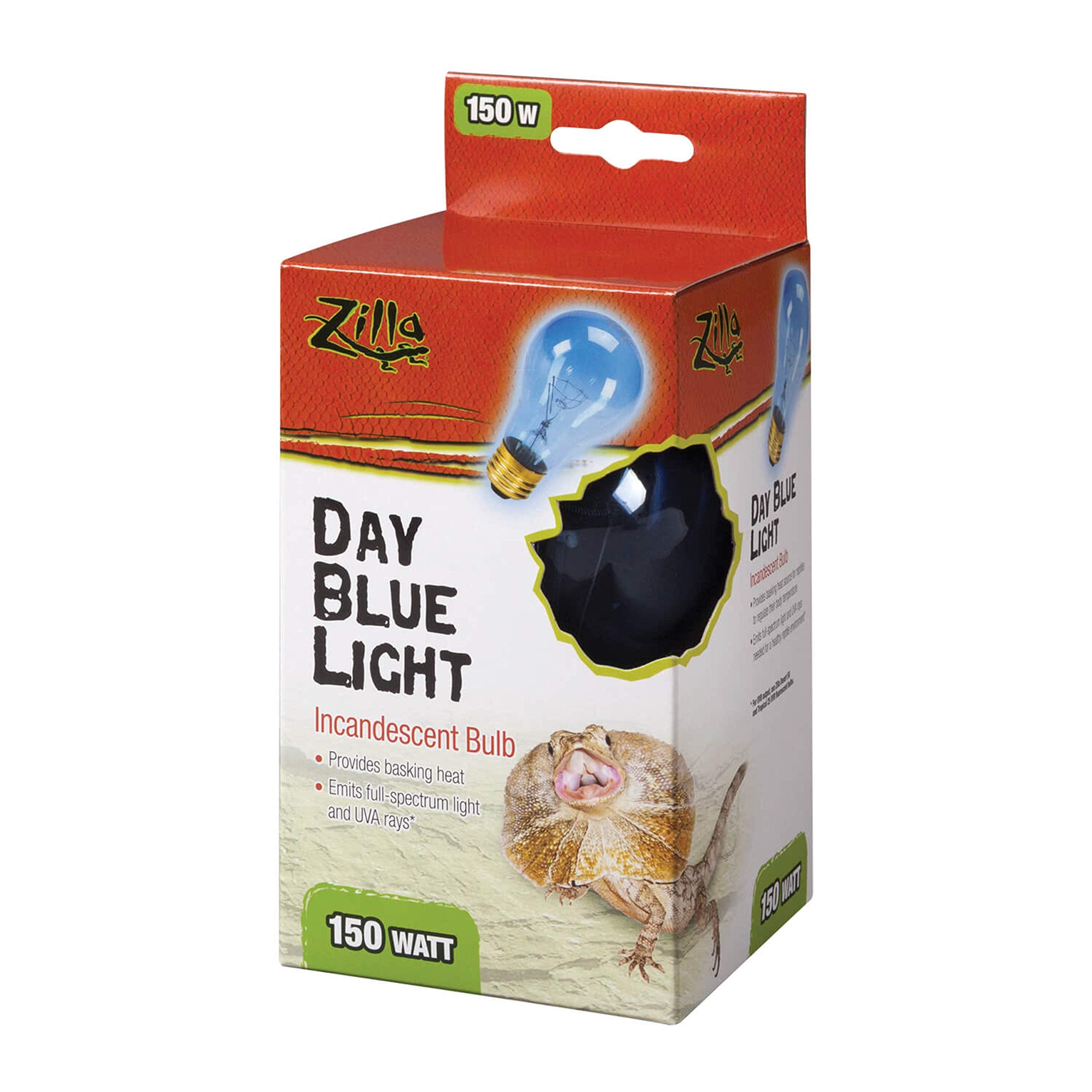 Zilla Reptile Terrarium Incandescent Heat Bulb, Day Blue, 150 Watts