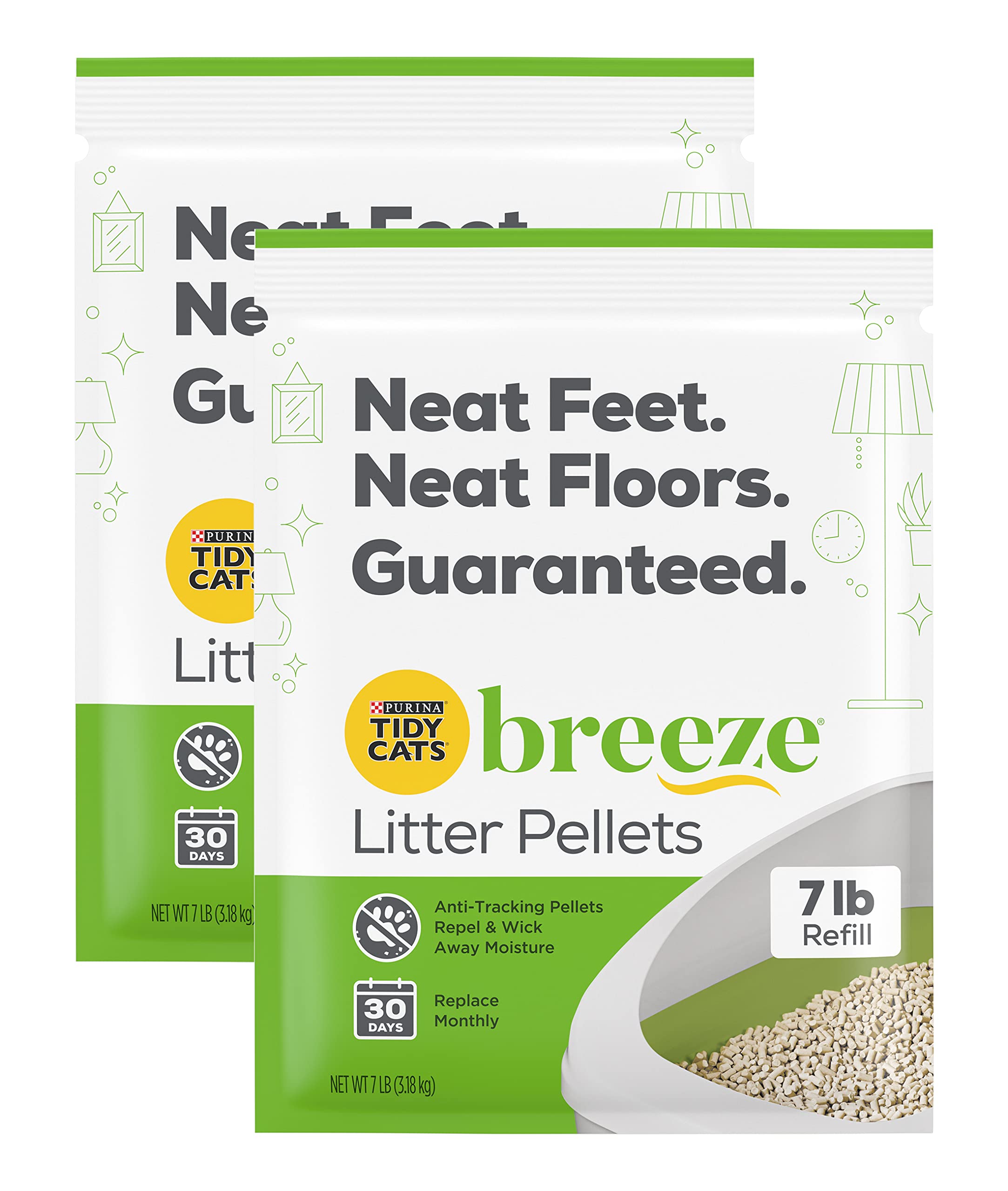 Tidy Cats Breeze Litter Pellets Refill Pouch, Made For Multiple Cats, Anti-Tracking Pellets For Breeze Litter System, 7 Lb Refil
