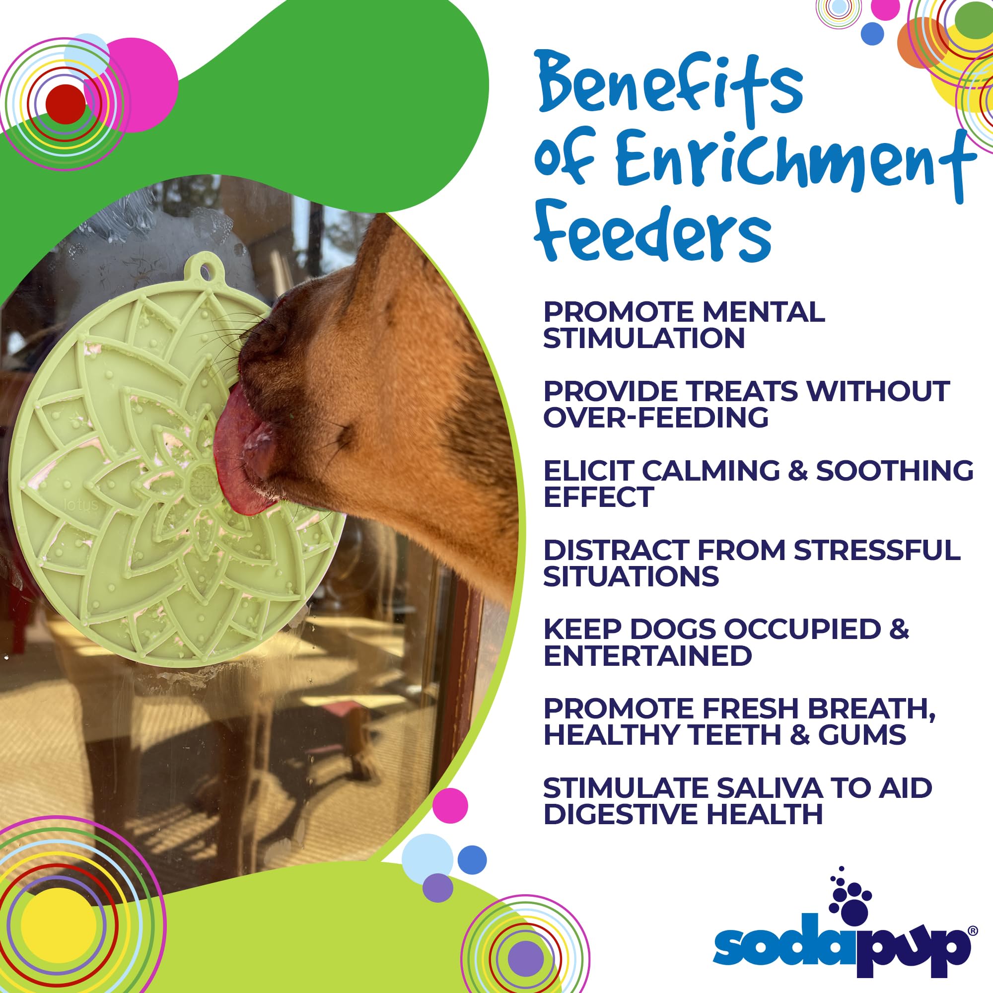 SodaPup Lotus eMat - Durable Enrichment Feeder Made in USA from Non-Toxic, Pet-Safe, Food Safe Rubber for Mental Stimulation, Av