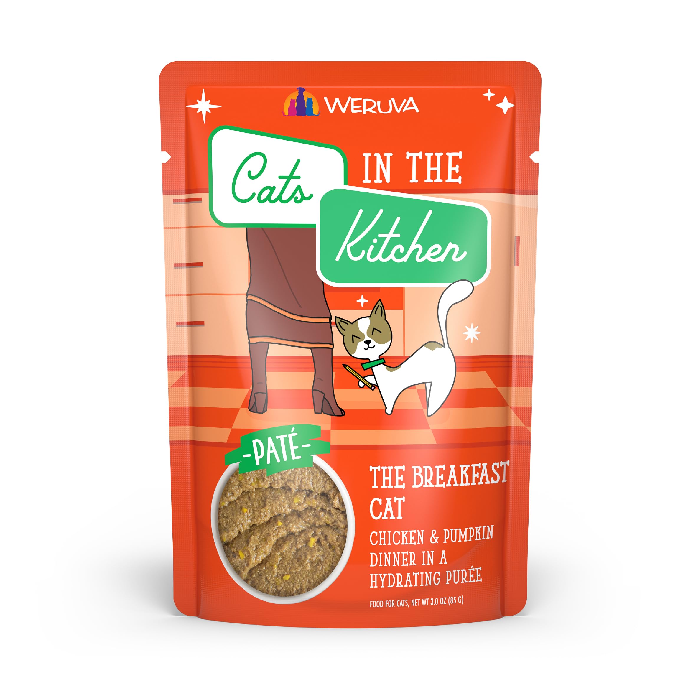 Weruva Cats in The Kitchen Pat  , The Breakfast Cat with Chicken & Pumpkin, 3oz Pouch (Pack of 12)
