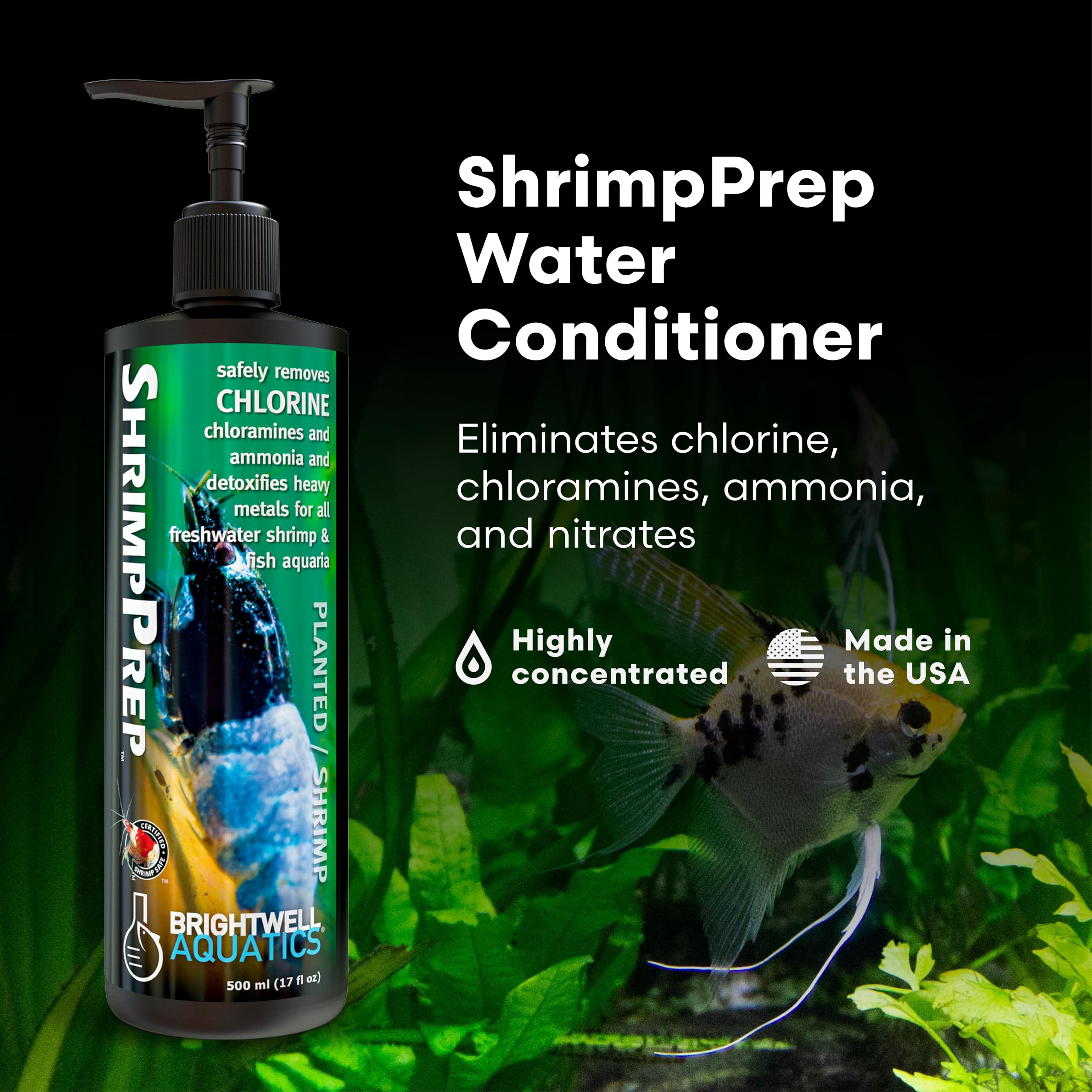 Brightwell Aquatics Shrimp Prep - Water Conditioner for Freshwater Shrimp & Aquariums - Removes Chlorine, Ammonia & Heavy Metals