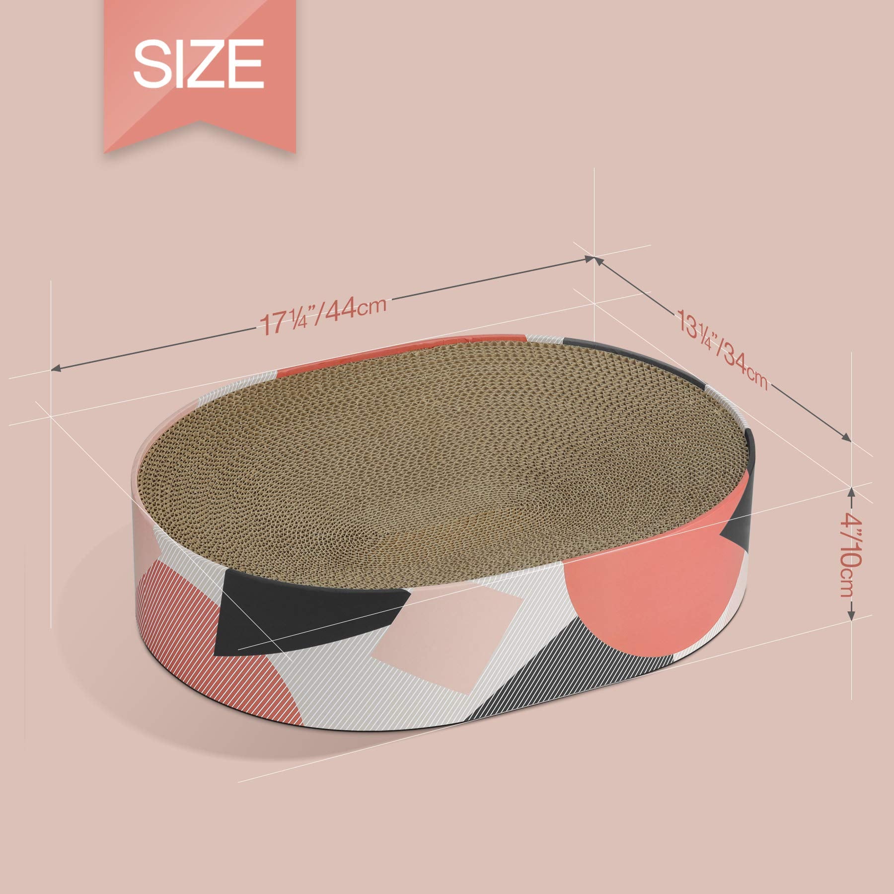 Comsaf Cat Scratcher Cardboard Bed Lounge Couch For Indoor Cats Oval Shape 17'X13', Kitty Cat Scratching Pad Recycle Corrugate Scratcher Long Lasting Furniture
