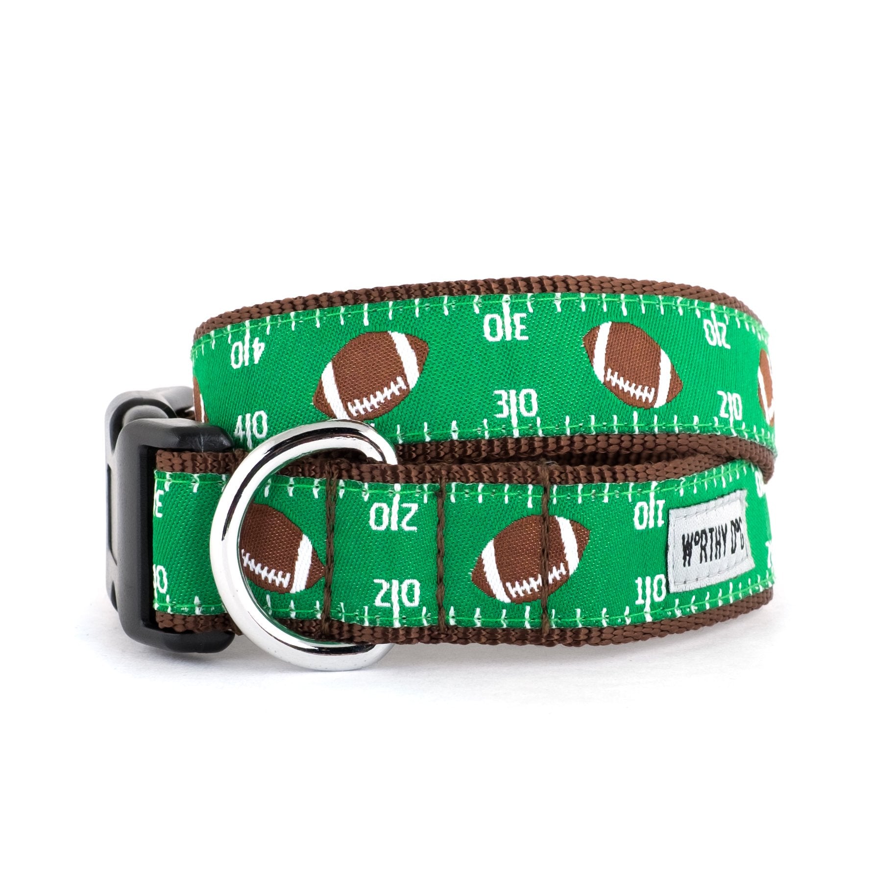 The Worthy Dog Football Field Sports Adjustable Designer Pet Dog Collar , Green, Xs