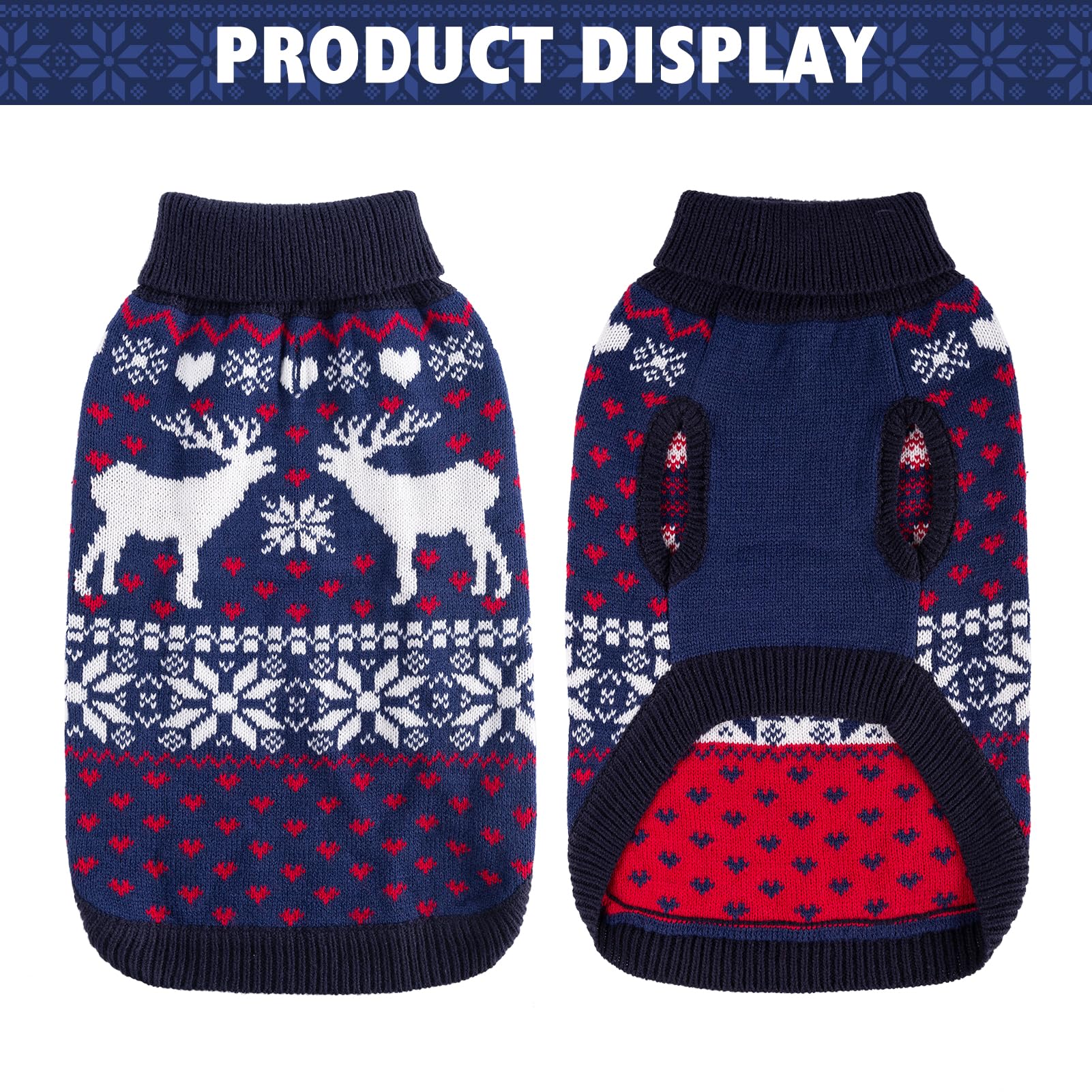 Scenereal Dog Sweater For Medium Size Dog Girls Boys, Turtleneck Pullover Winter Dog Clothes, Christmas Dog Outfits, Pet Sweatsh