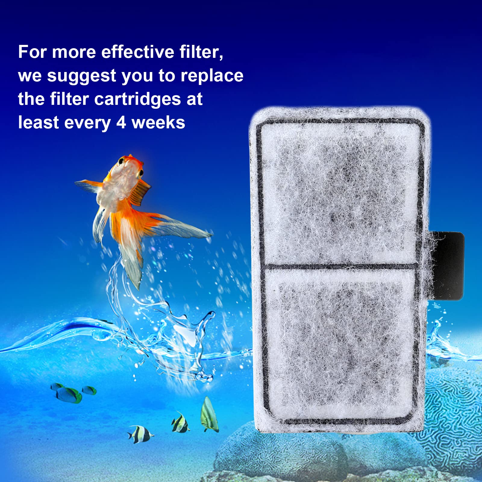 AQQA 8 Pack Aquarium Filter cartridge Replacement Fish Tank Filter cartridge Aquarium Internal Filter (Medium)