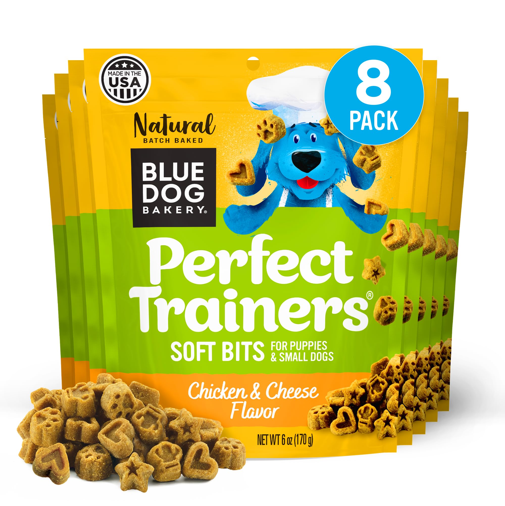 Blue Dog Bakery Natural Dog Treats, Perfect Trainers, Low Calorie Dog Training Treats, Chicken & Cheese Flavor, 6oz, 8 Count