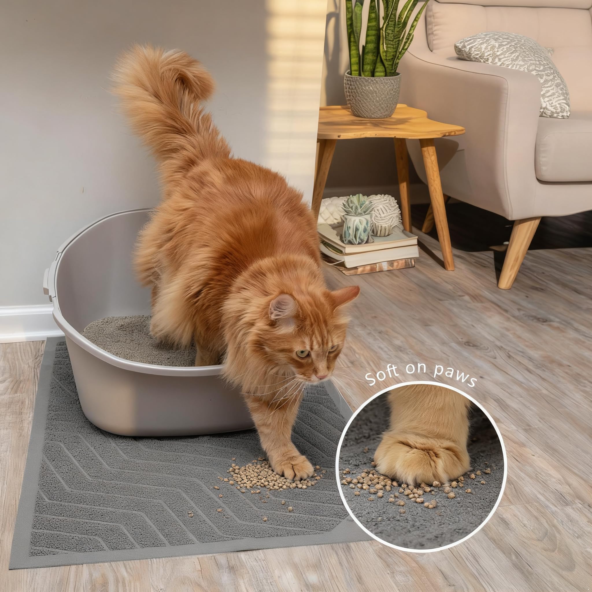 WePet Cat Litter Box Mat(No. 02-2), Kitty Premium PVC Pad, Durable Trapping Rug, Phthalate Free, Urine-Resistant, Scatter Contro