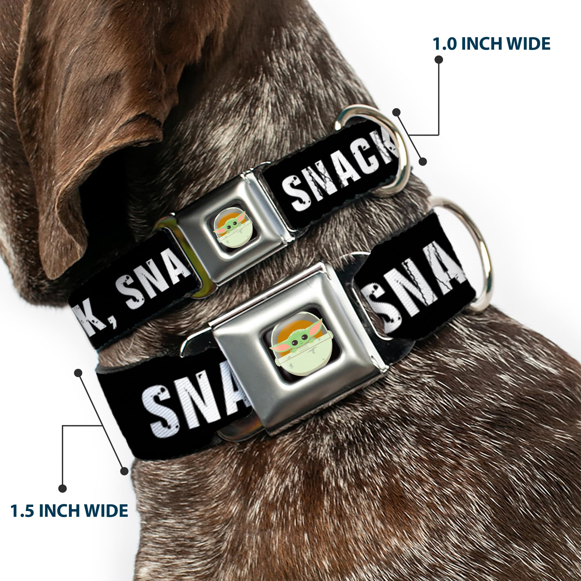 Buckle-Down Dog Collar Seatbelt Buckle Star Wars The Child Chibi Face Protect Attack Snack 15 To 26 Inches 1.0 Inch Wide,Dc-Sb-S