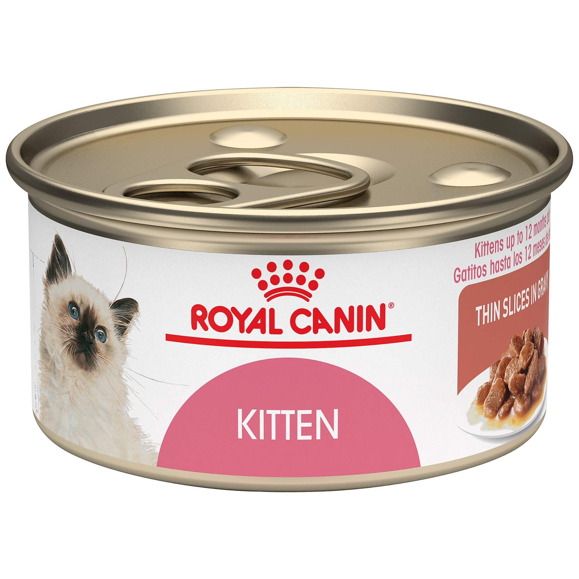 Royal Canin Feline Health Nutrition Kitten Thin Slices in Gravy Canned Cat Food, 3 oz cans 12-pack