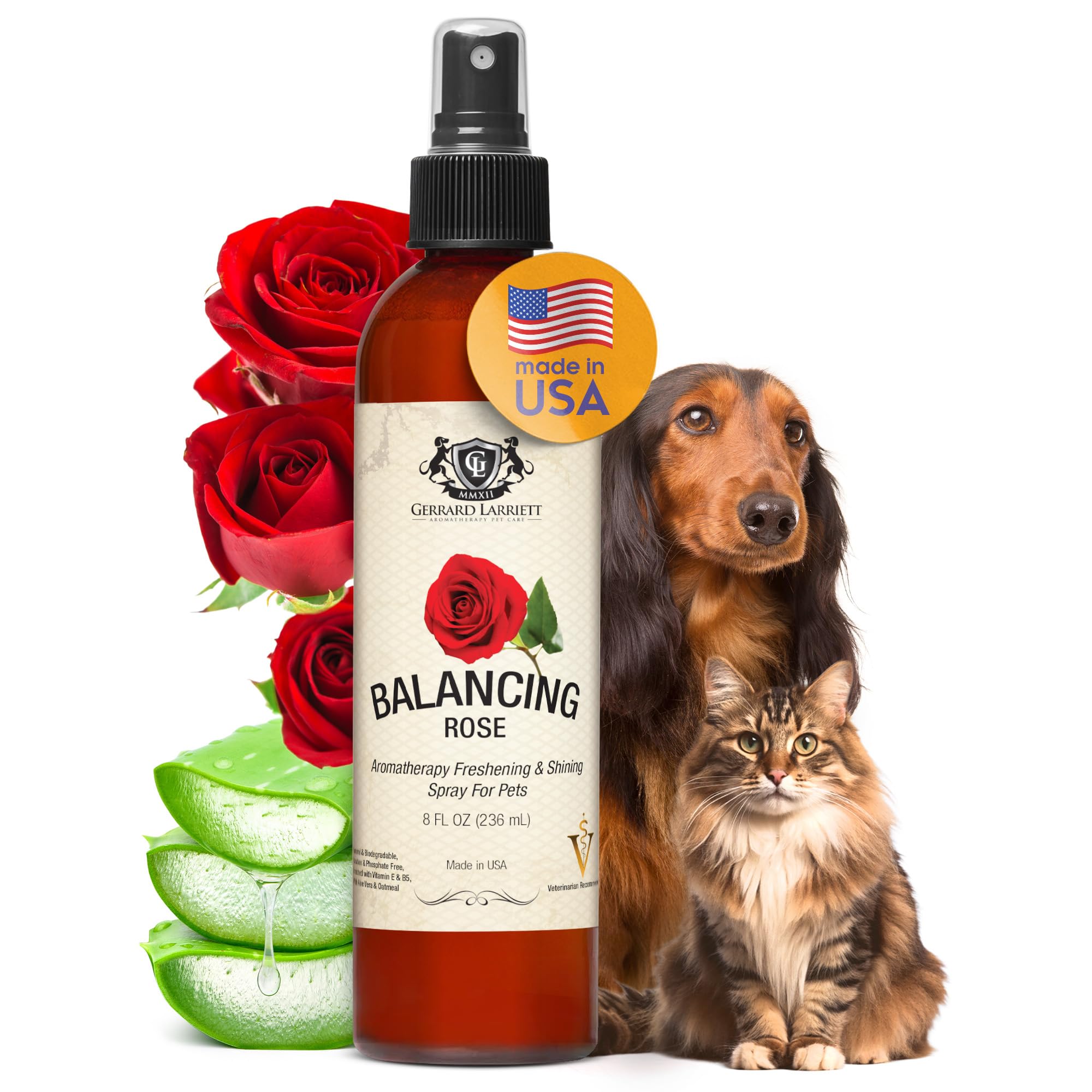 Dog Perfume Spray Long Lasting Balancing Rose 8 Fl Oz - Dog Calming Spray Scent Mist For Shining Fur, Puppy Cologne, Doggie Deod