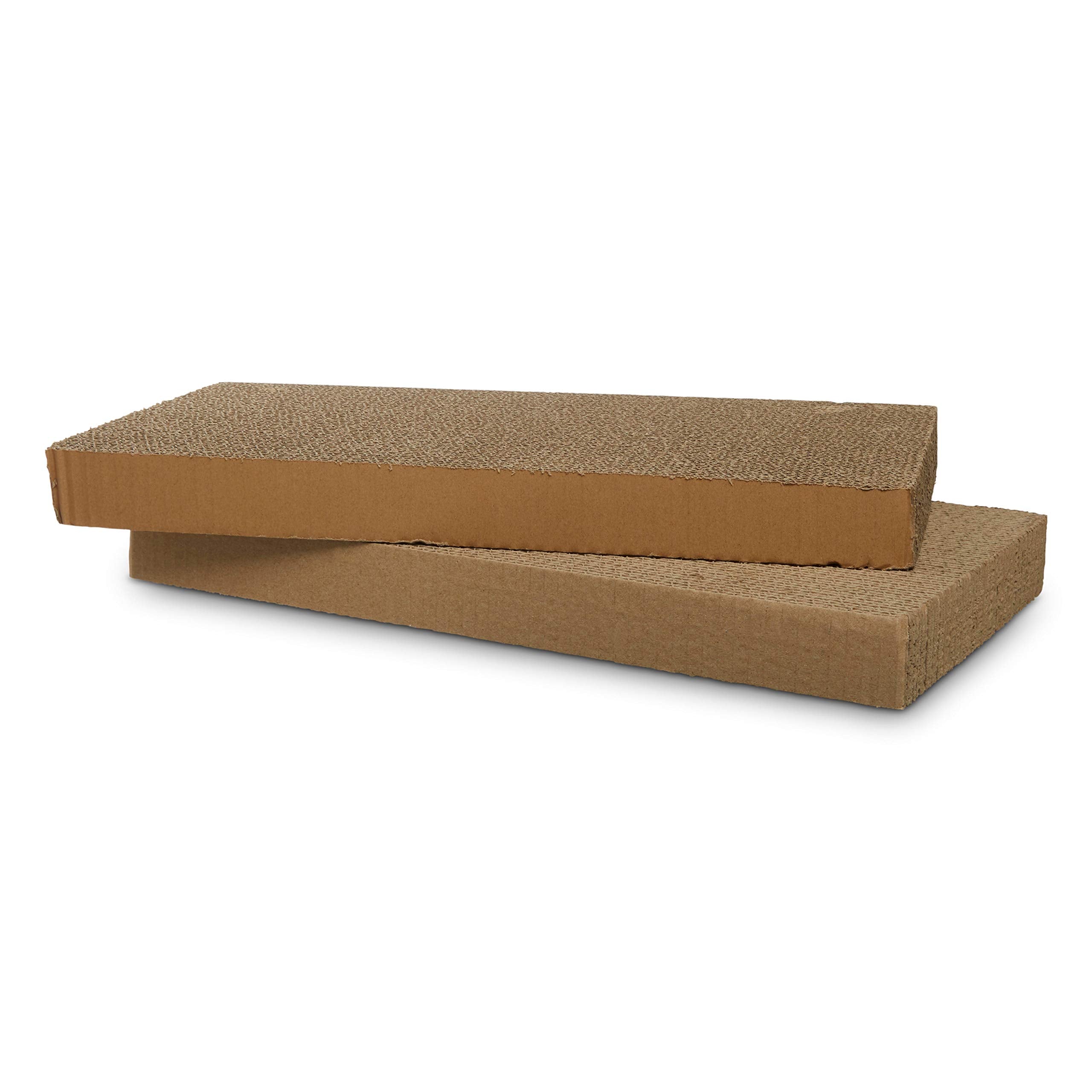 EveryYay Cat Scratchers Cardboard Refills, Double-Wide, 18" L x 9" W, Pack of 2, Brown