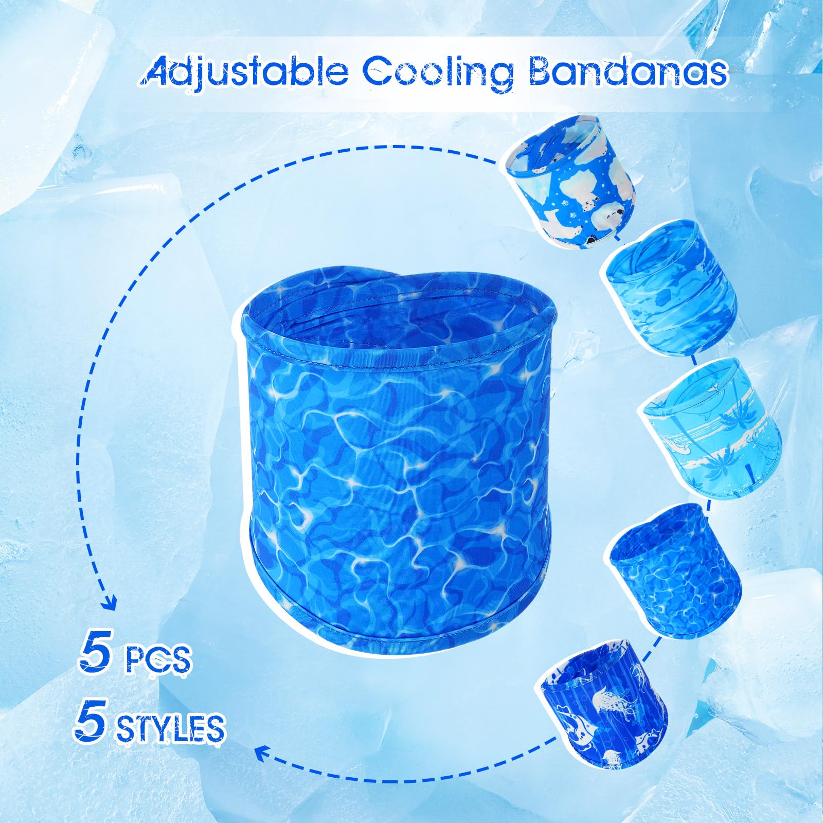 Talltalk 5 Pieces Dog Cooling Bandanas Neck Wraps Ice Scarf Pet Dog Cooling Collar Hunting Training Hiking Camping Accessories F