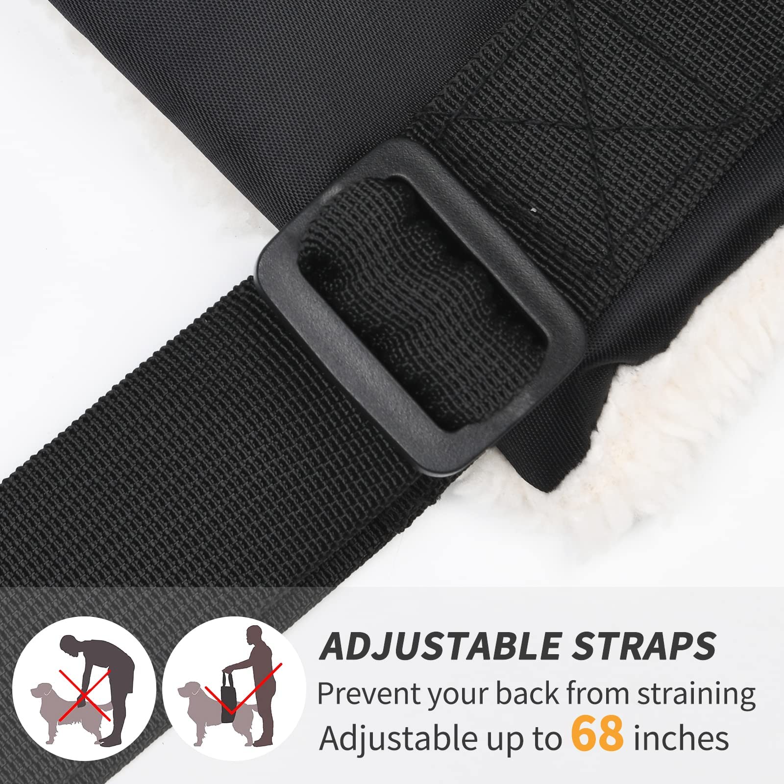 PICK FOR LIFE Large Black Dog Lift Harness - Adjustable Sling for Senior, Injured Dogs, Rehab Support After ACL Surgery
