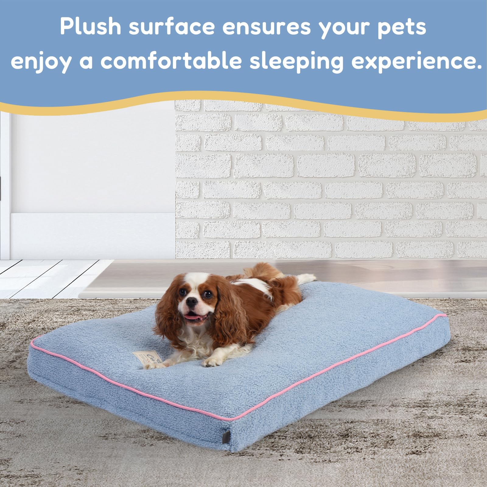 Fluffydream Dog Mat, Dog Bed Washable, Super Soft Pet Bed Mat, Up To 65Lbs, 36'' X 27'', Light Blue