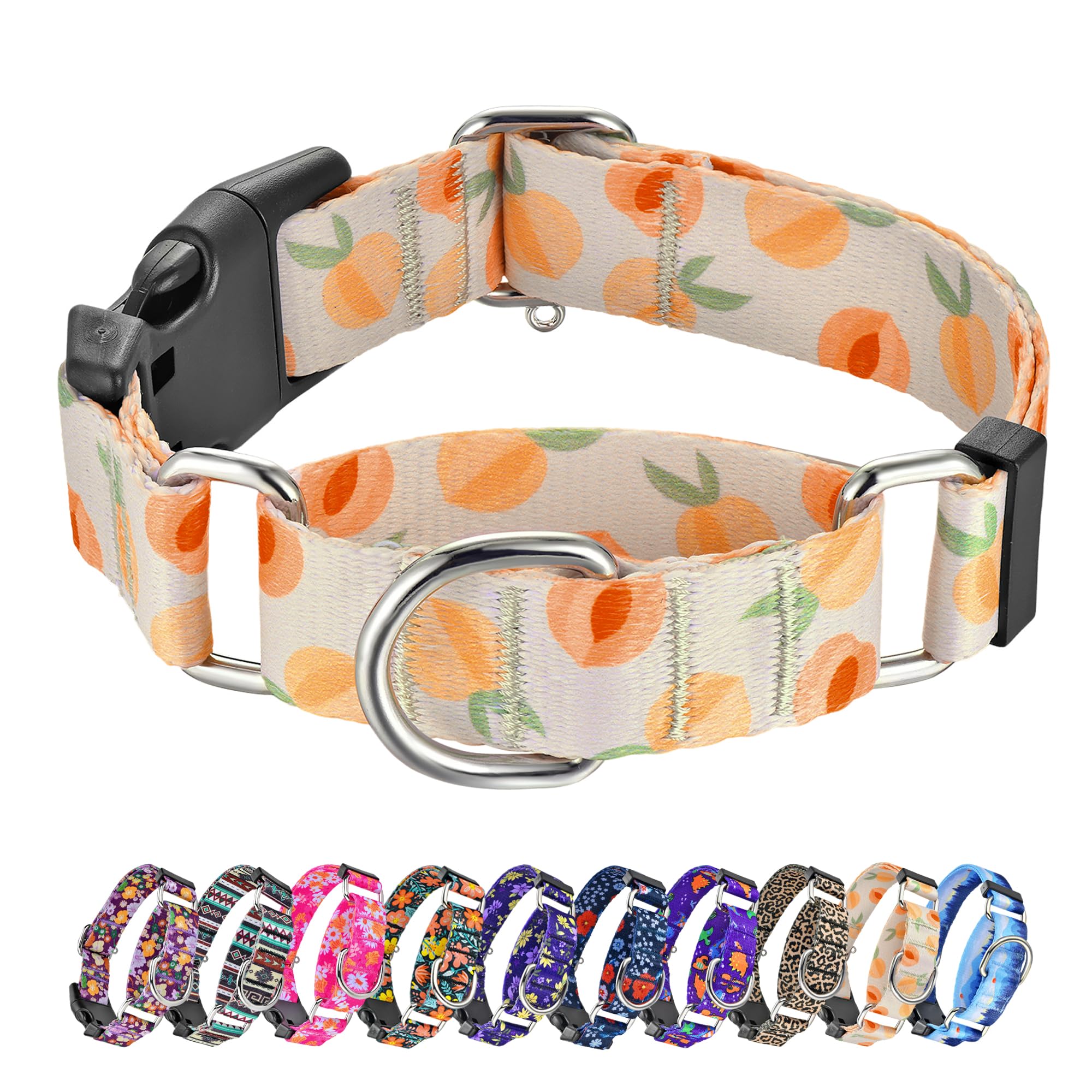 Hikiko Martingale Collar For Dogs Peach Dog Collar For Small Medium Large Dogs Cute Holiday Summer Dog Collars Pet Gift (Peach,L