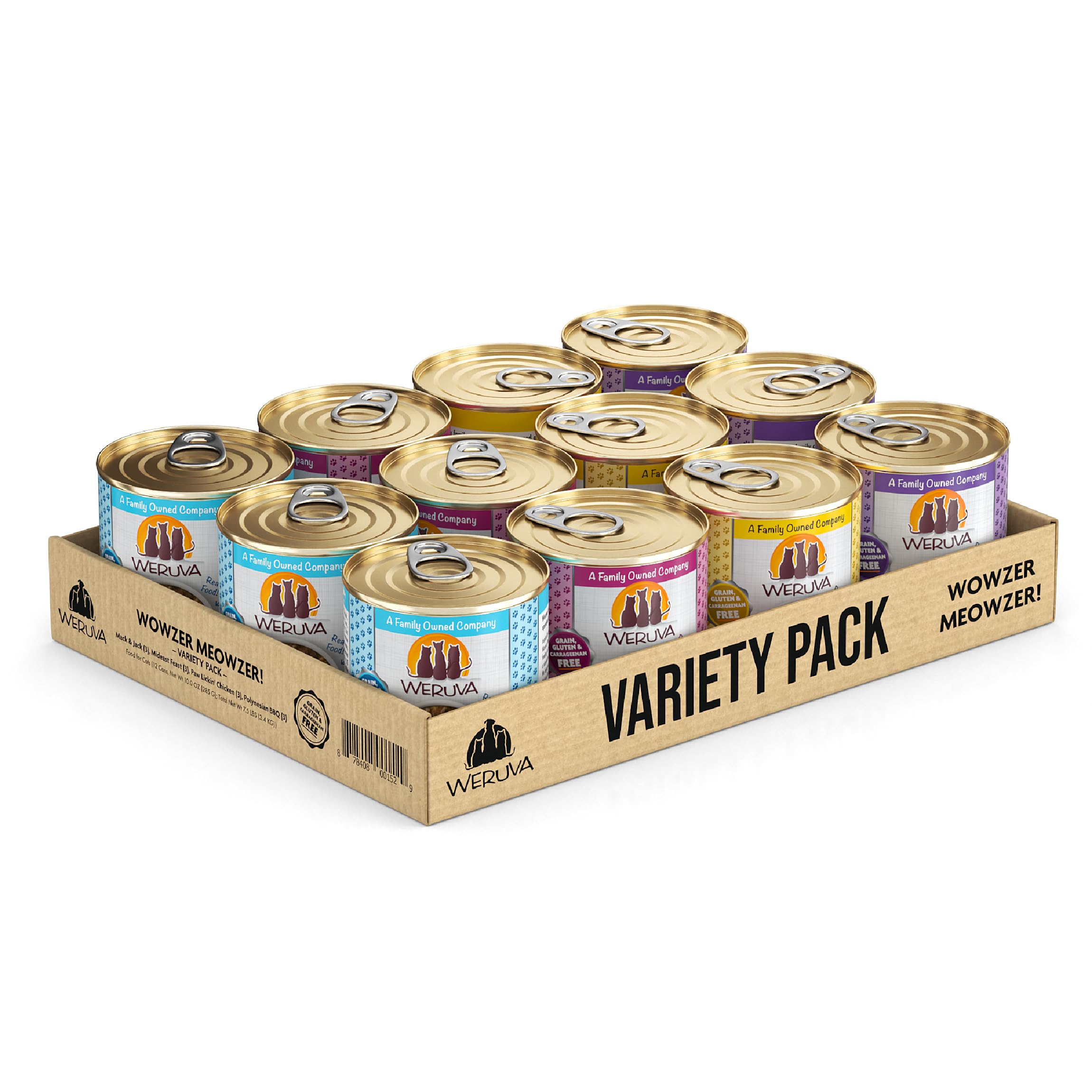 Weruva Classic Cat Food, Wowzer Meowzer Variety Pack, 10oz Cans (Pack of 12)