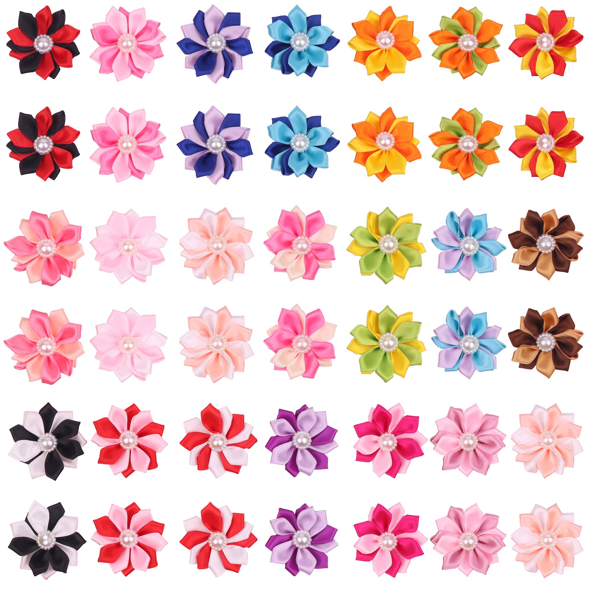 Yaka 40Pcs Hot Cute Small Dog Colorful Hair Bows Topknot 20 Colors Bowknot With Rubber Bands Pet Grooming Products Pet Hair Bows Hair Accessories