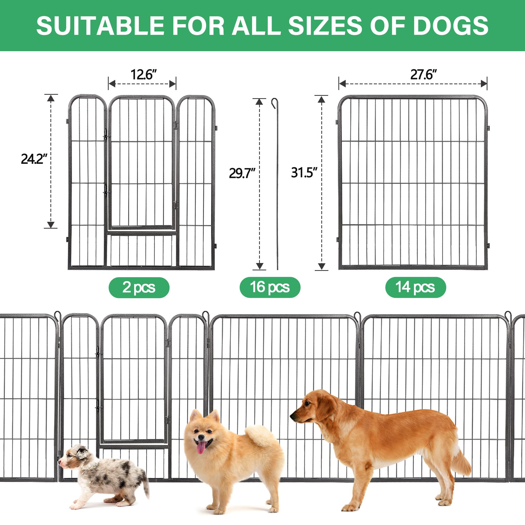 Nova Microdermabrasion Dog Playpen Dog Pen Dog Fence 16 Panels 32' Height Indoor Outdoor Pet Playpen For Small Medium Large Dogs For Camping Yard Puppy Playpen Dog Kennel