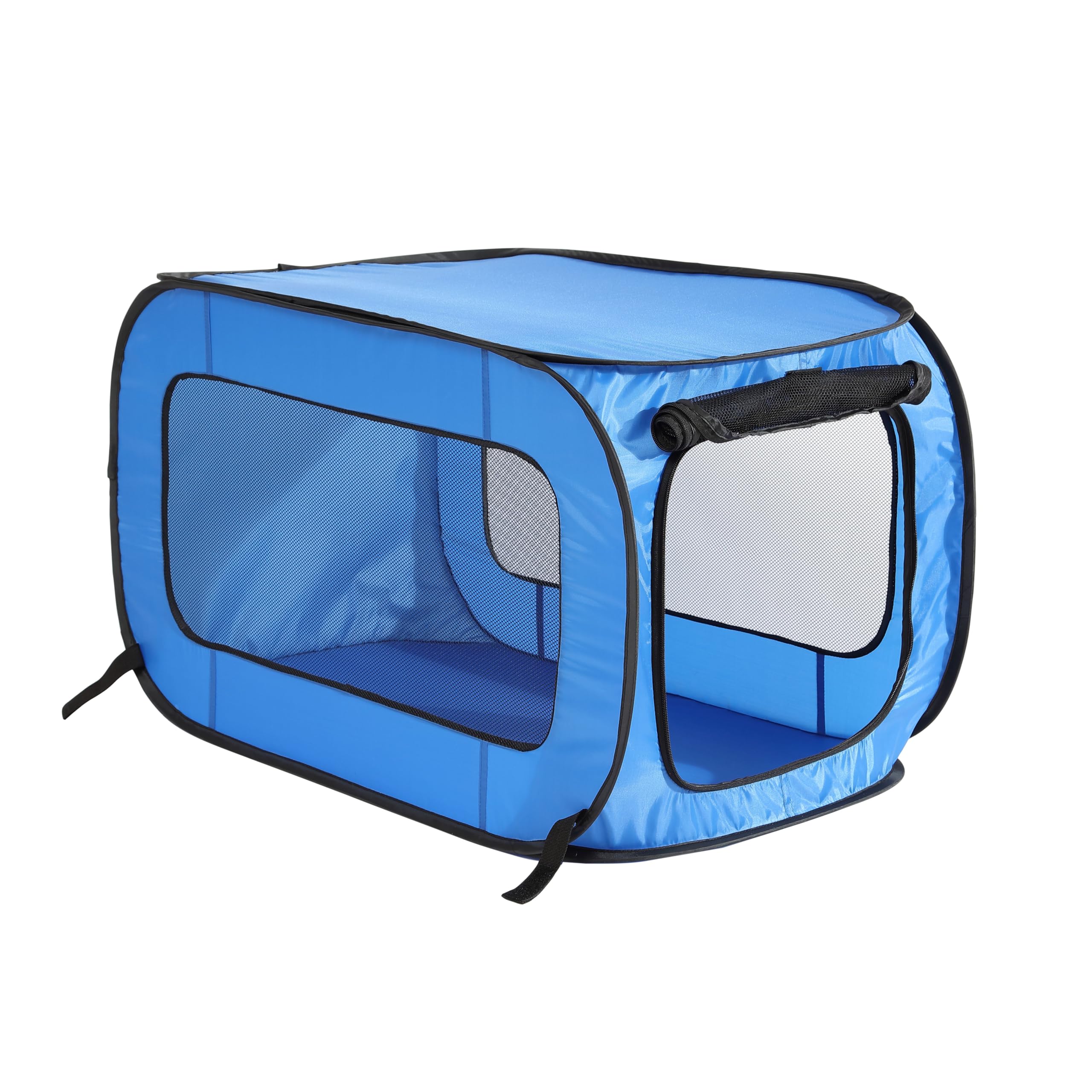 Beatrice Home Fashions Portable, Collapsible, Pop Up Travel Pet, Cat And Dog Kennel, 24' L X 16.6' W X 16' H, Blue