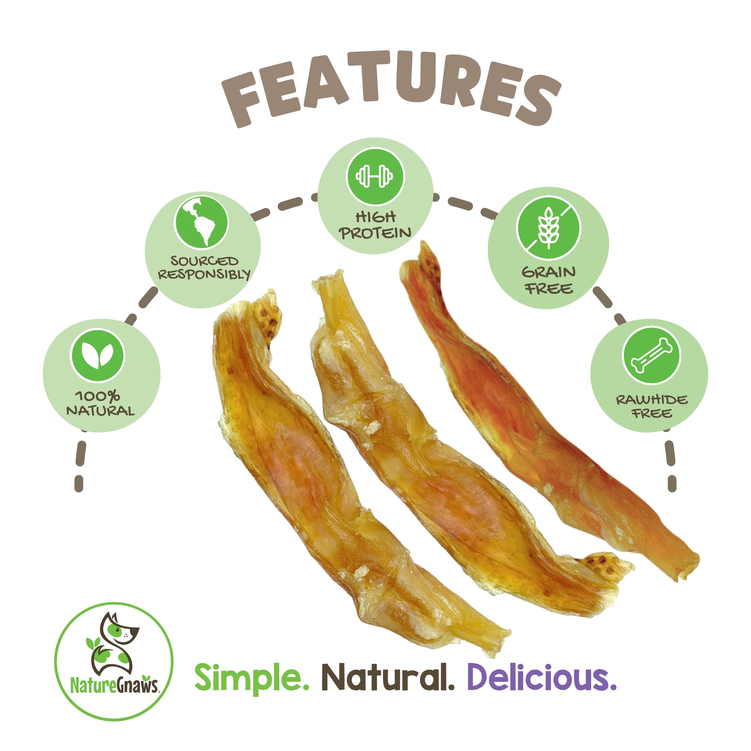 Nature Gnaws - Tendons for Dogs - Premium Natural Beef Dental Sticks - Single Ingredient - Long Lasting Tasty Dog Chew Treats -