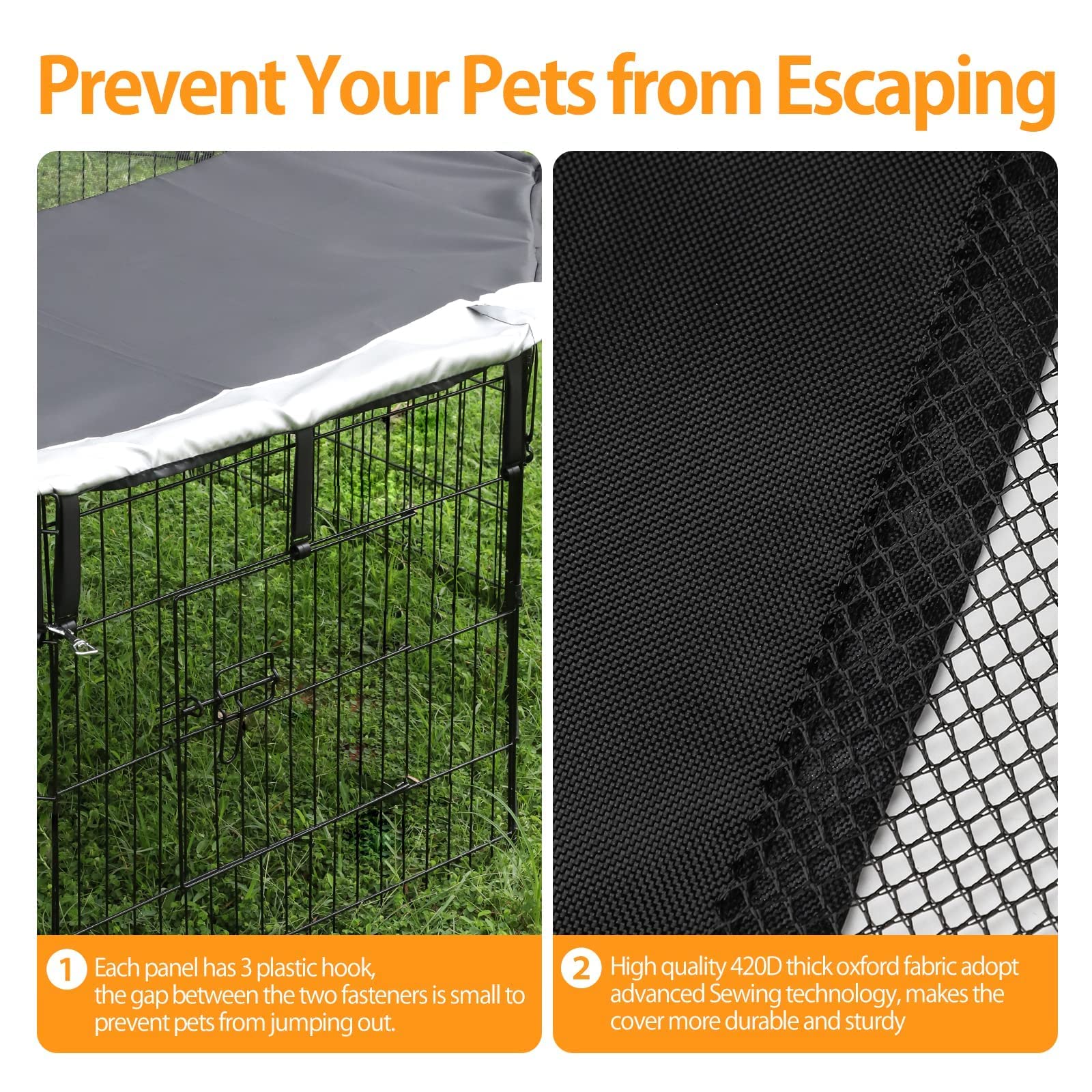 Pjyucien Mesh Top Cover - Fits 8 Panels 24 Inch Width Plastic/Metal Pet Pen Octagonal Dog Playpen (Note: Only Pen Top Cover, No Playpen!!!)