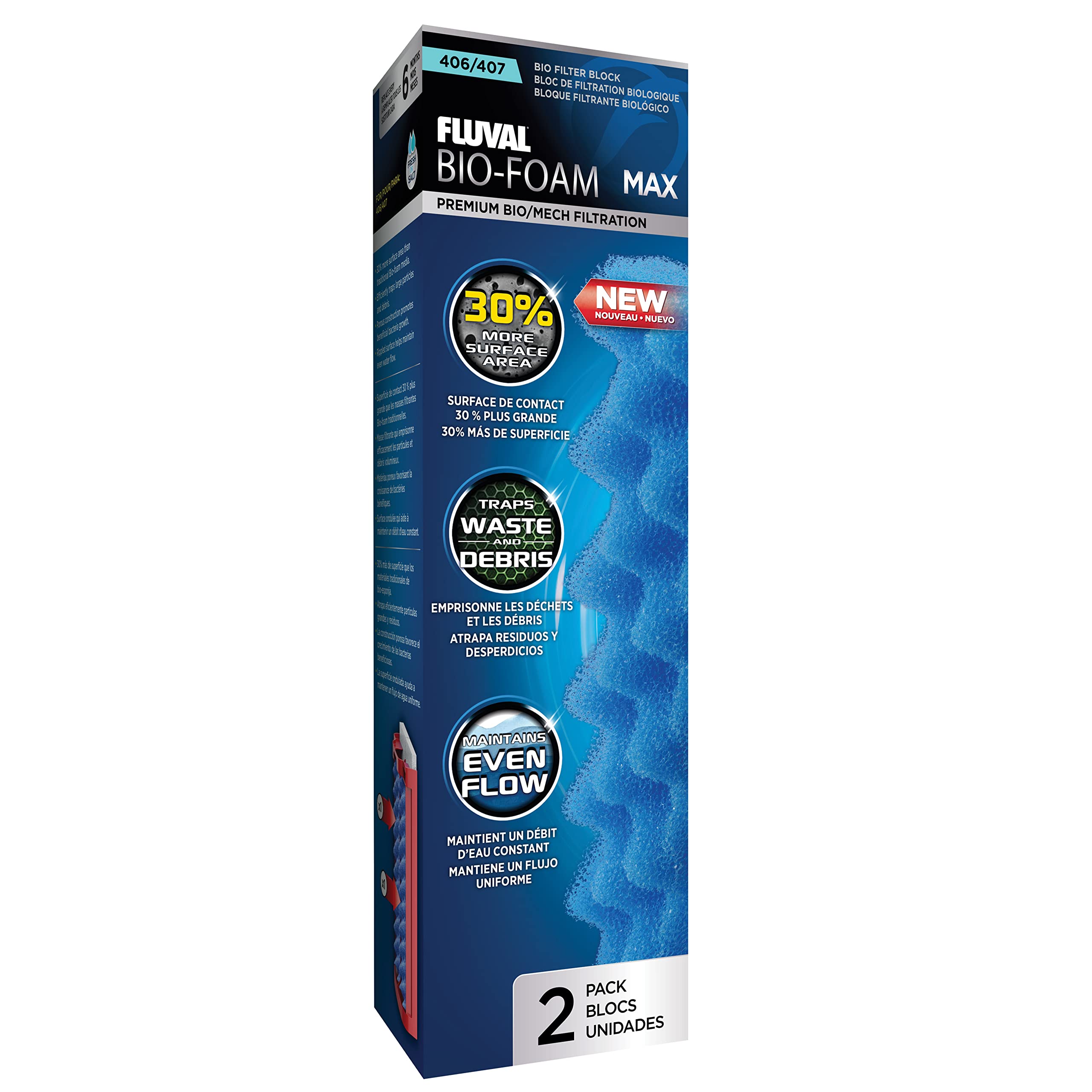 Fluval 407 Blue Biofoam Max, Replacement Aquarium Filter Media
