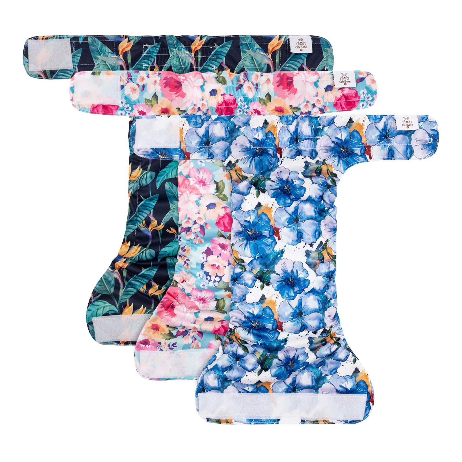 Cutebone Washable Dog Diapers Female No Tail Hole 3 Pack Reusable Doggie Period Training Pants For Docked-Tail Frenchie French B