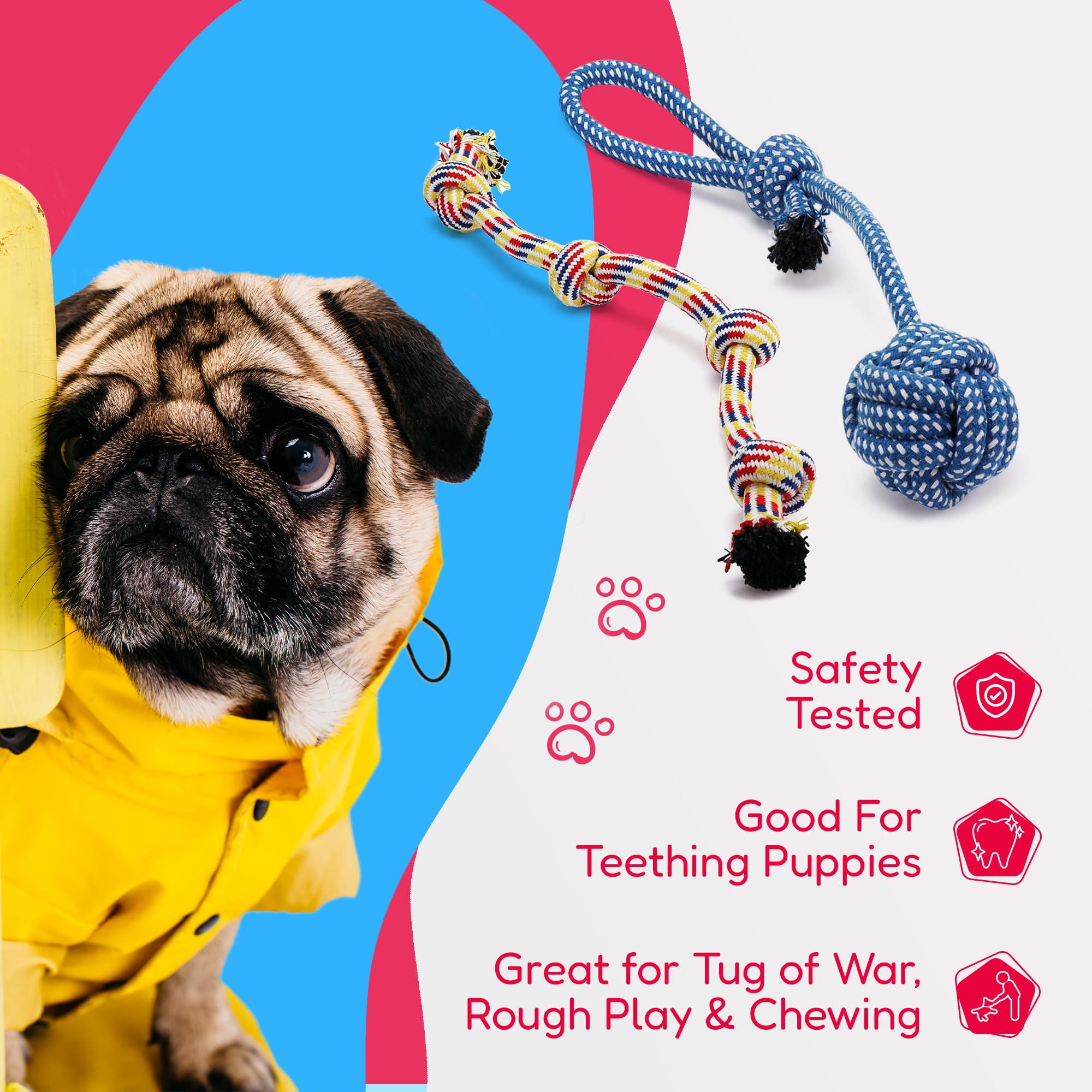 Pacific Pups Products Dog Rope Toys For Medium Dogs 11 Pack (2 Pack)