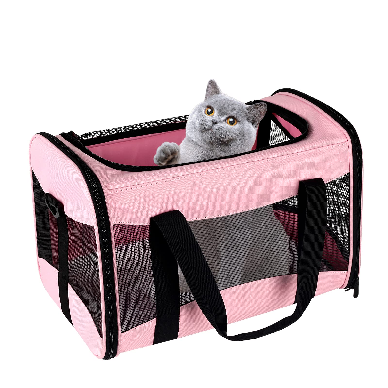 Top Tasta Cat Carrier Large Dog Cat Carriers Puppies Up To 30Lbs, Big Dog Carrier Soft Sided, Collapsible Travel Puppy Carrier (X-Large, Pink)