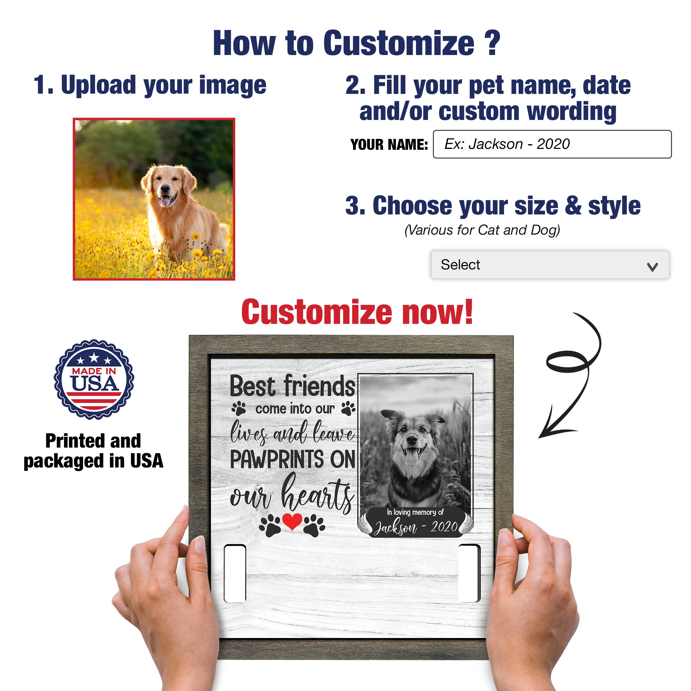 Bfigift Customized Pet Sympathy Gifts Deceased Pet Picture Frame Losing A Dog Home Wall Art Decor Personalized Bereavement Frame Sign Gifts For Him Her Sentimental Quote Memorial Pet Tribute Keepsake