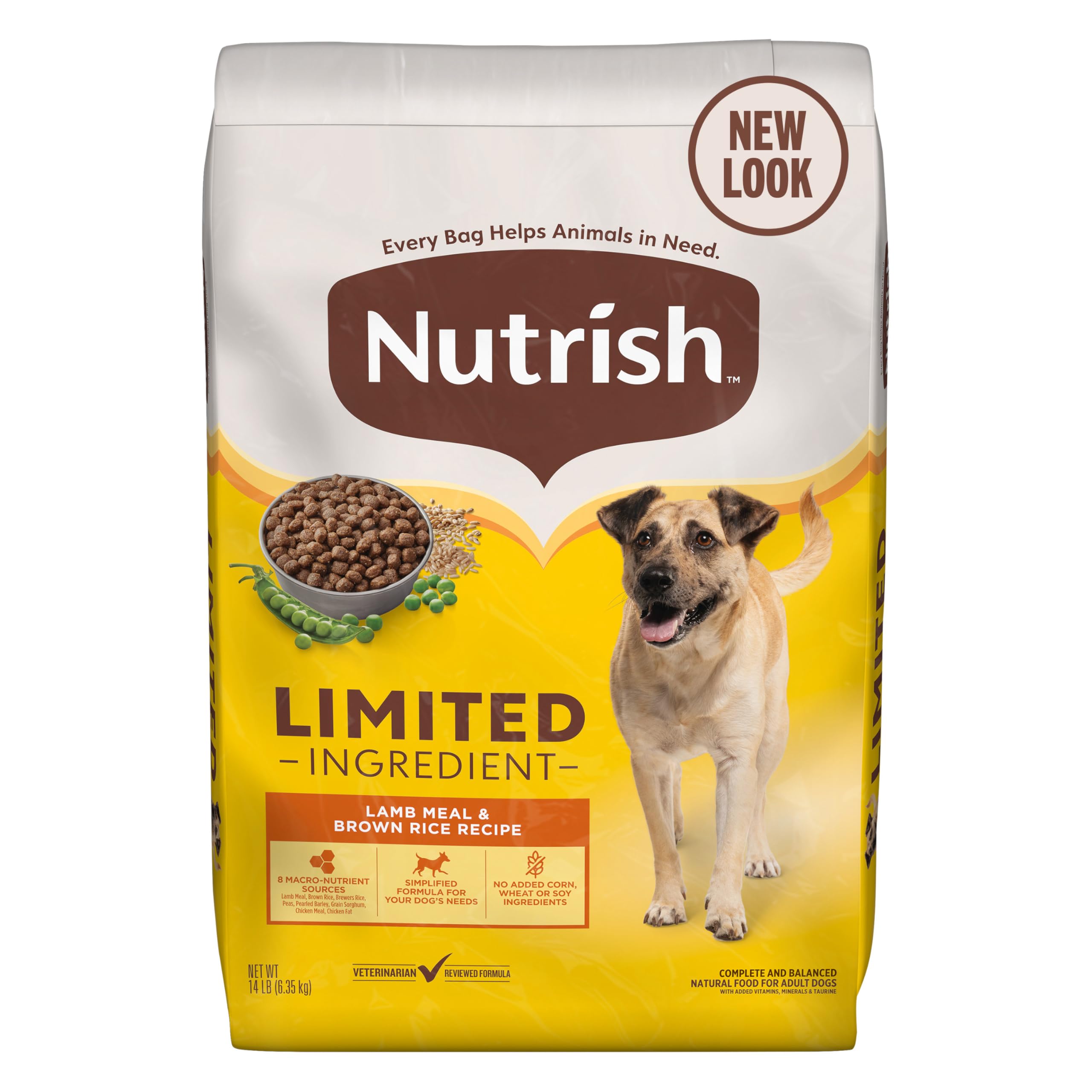 Nutrish Limited Ingredient Lamb Meal & Brown Rice Recipe Dry Dog Food, 14 lb. Bag, Packaging May Vary (Rachael Ray)