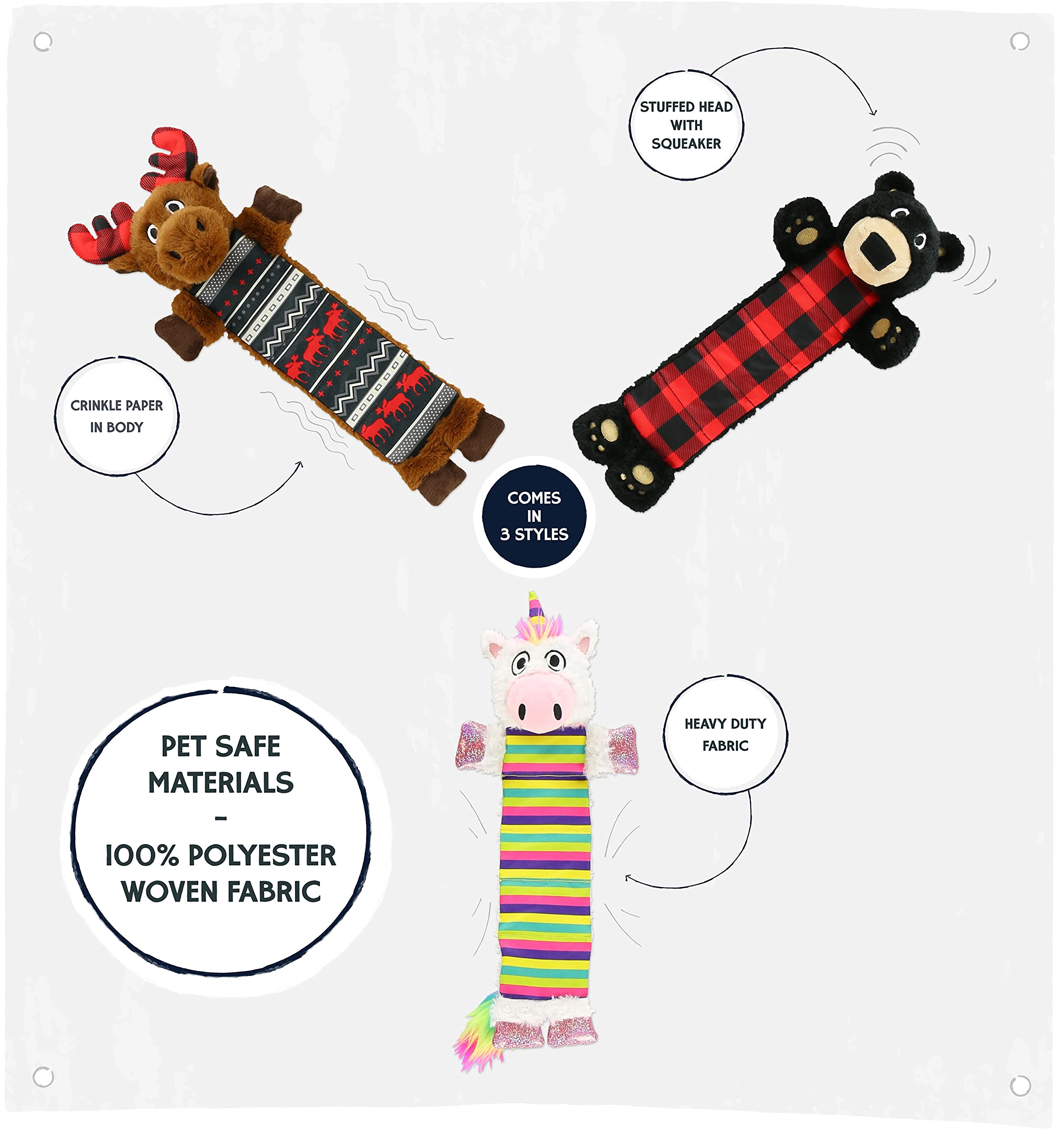Lazy One Bear Squeaky Dog Toy, Soft Crinkle Toy For Dogs, Durable Fabric For Small, Medium, And Large Breeds