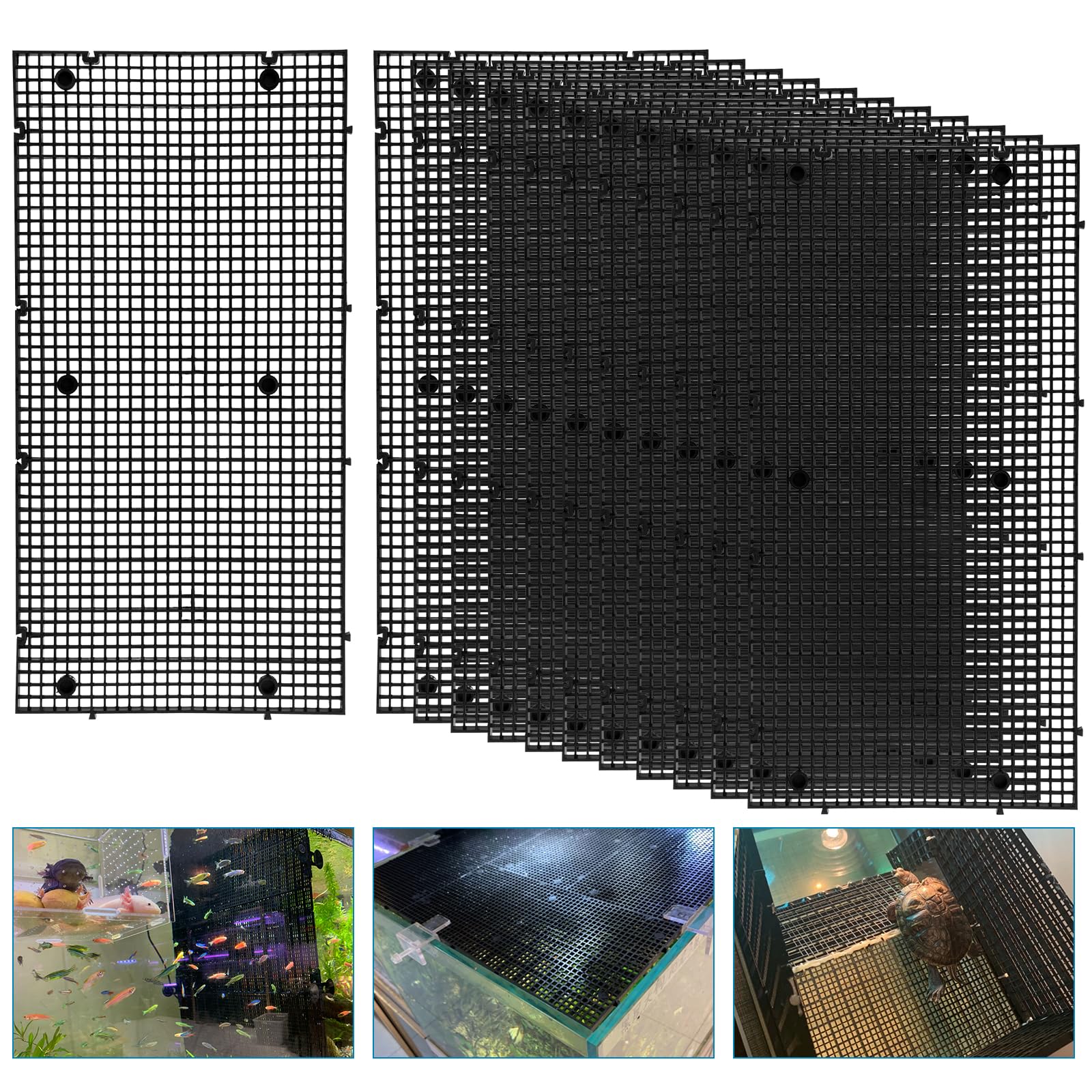 Plastic Egg Crate Grip Panel Fish Tank Divider Aquarium Divider Filter Bottom Fish Tank Isolation Board Egg Crate Tray (Black, 1