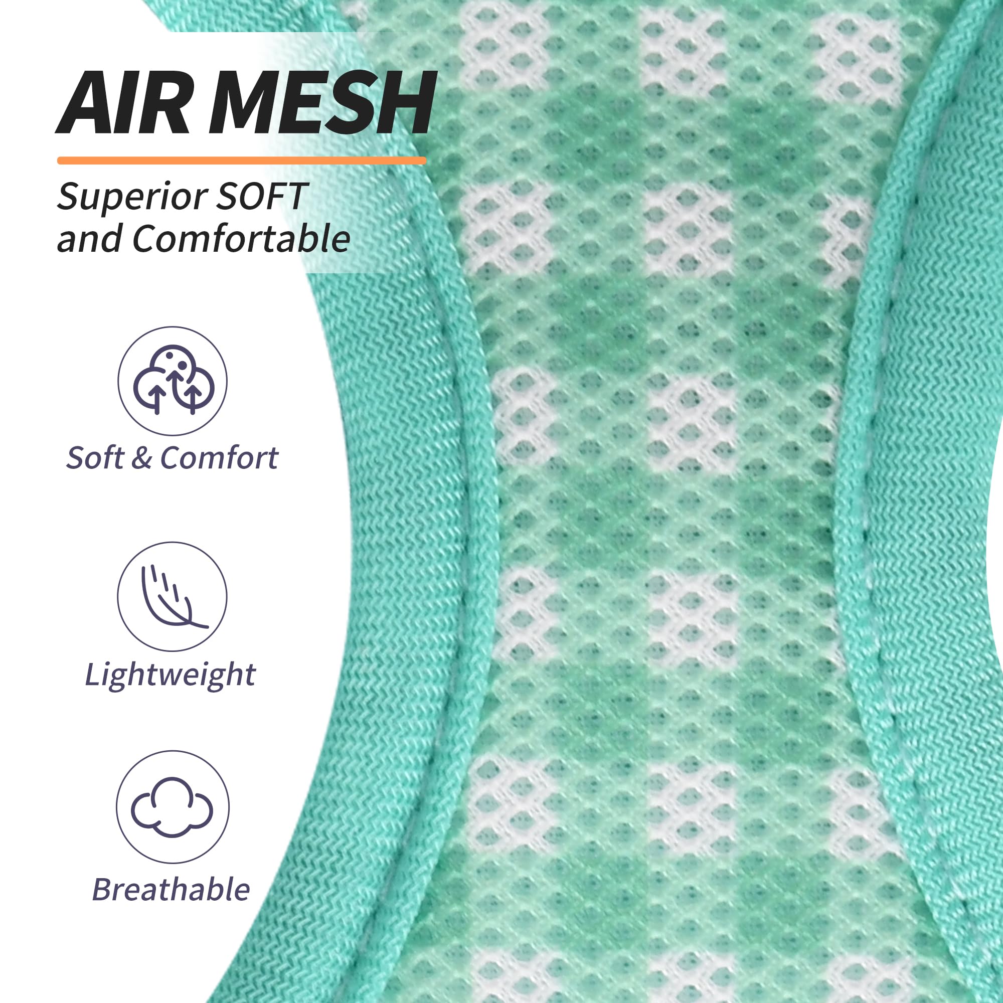 Aiitle Breathable Mesh Dog Vest Harness, No Pull Escape Proof Vest Harnesses With Reflective Bands, Adjustable Plaid Pet Outdoor