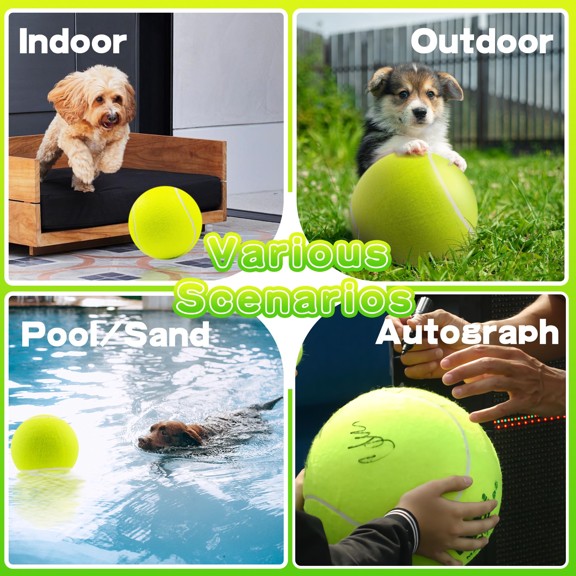 Banfeng Giant 9.5' Dog Tennis Ball Large Pet Toys Funny Outdoor Sports Ball With Inflating Needles For Small Medium Large Dog