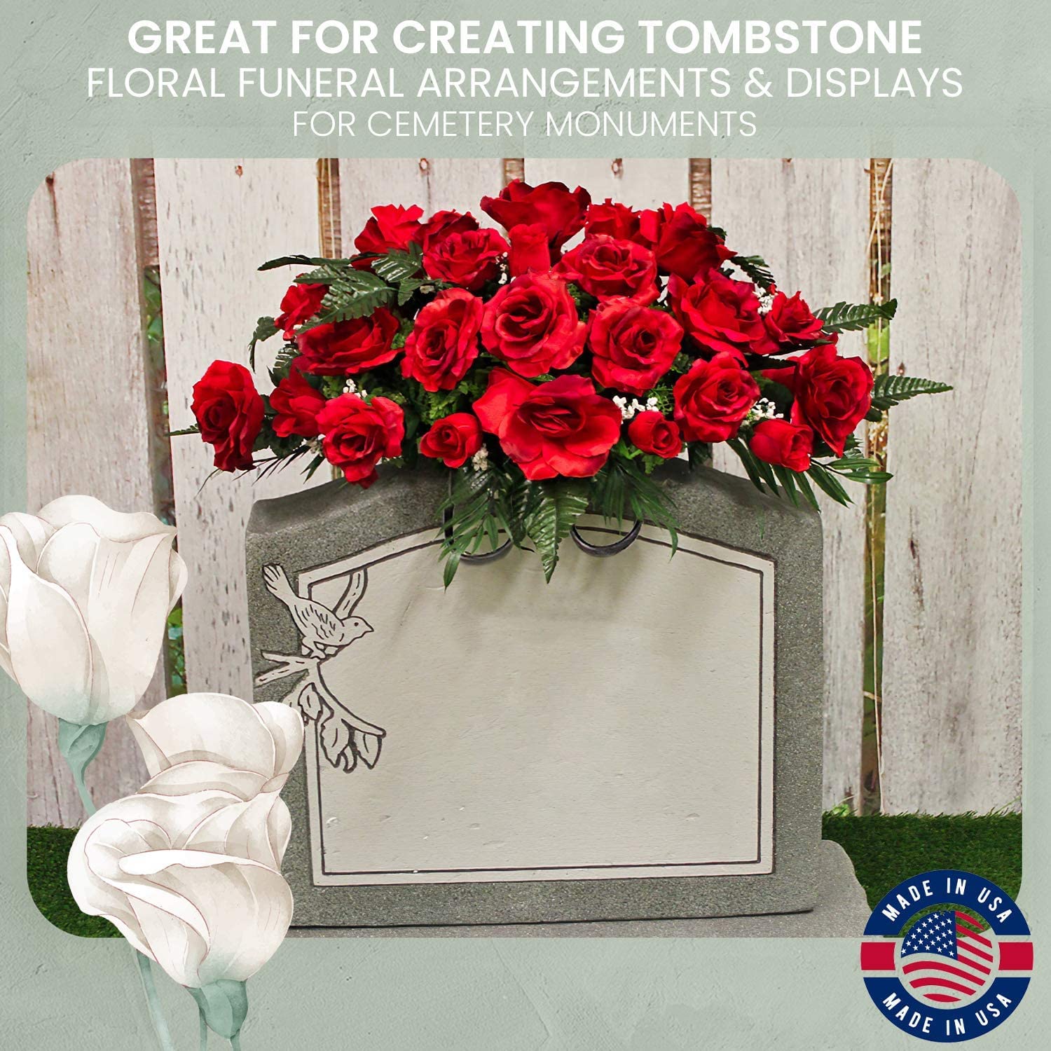 2 Pack 12 Inch Wire Headstone Saddle With Foam Attached Rustproof Galvanized Cemetery Gravestone Saddle Made In Usa