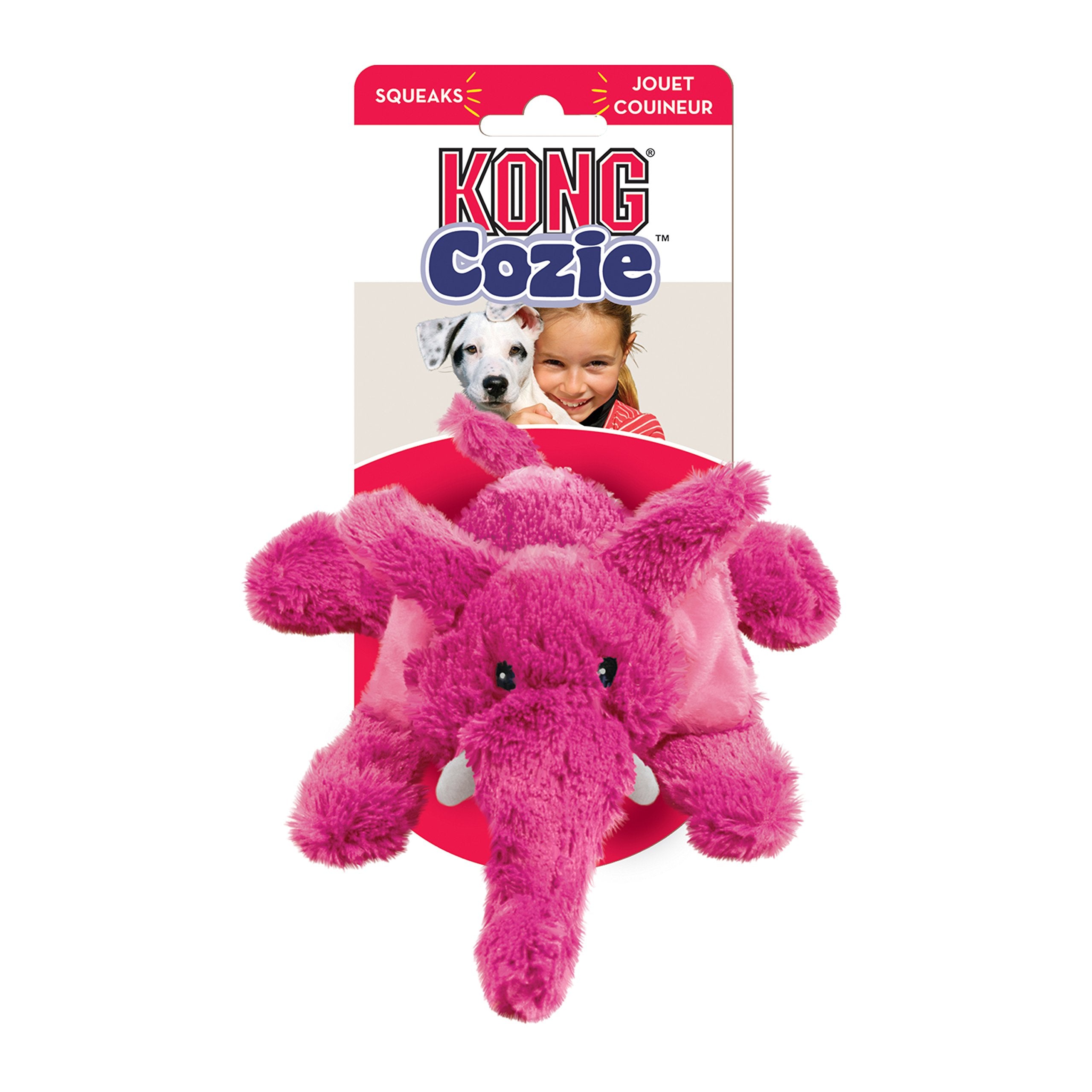 KONG Cozie Dog Toy - Elmer Elephant, Small, Plush, Pink, Model ZY32