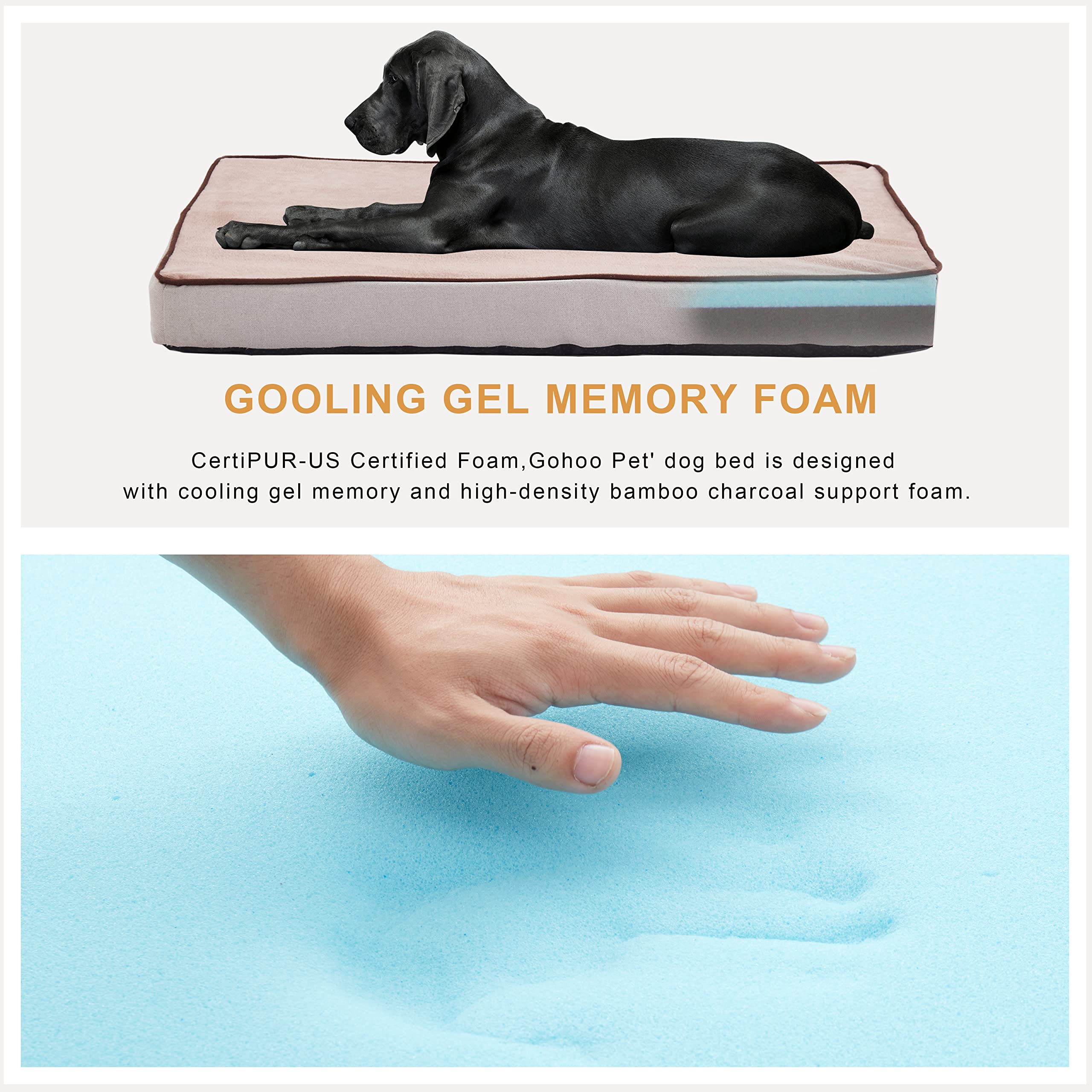 Gohoo Pet Orthopedic Memory Foam Dog Bed, Cooling Dog Beds For Medium/Large Dogs -Waterproof Pet Bed For Crate With Removable Wa